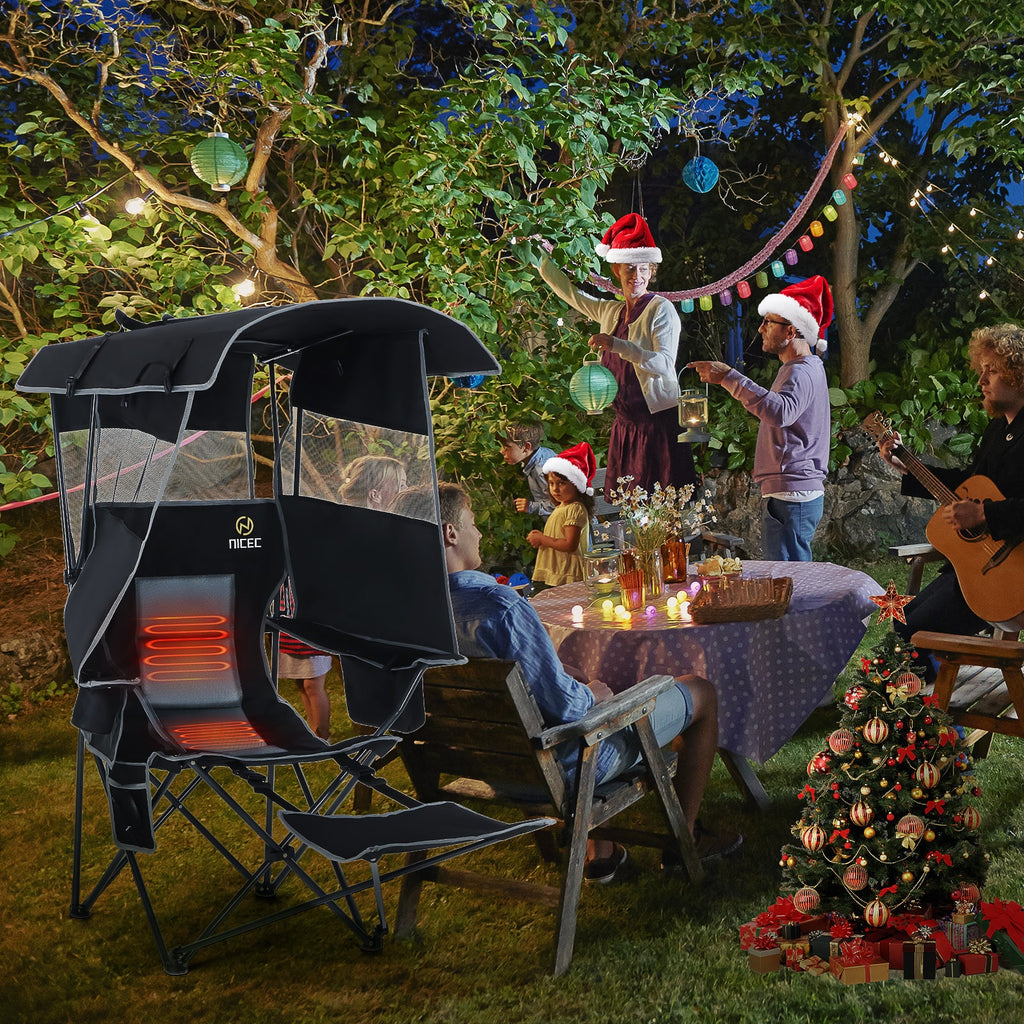 Nice C Outdoor Heated Chair with Canopy &amp; Footrest 