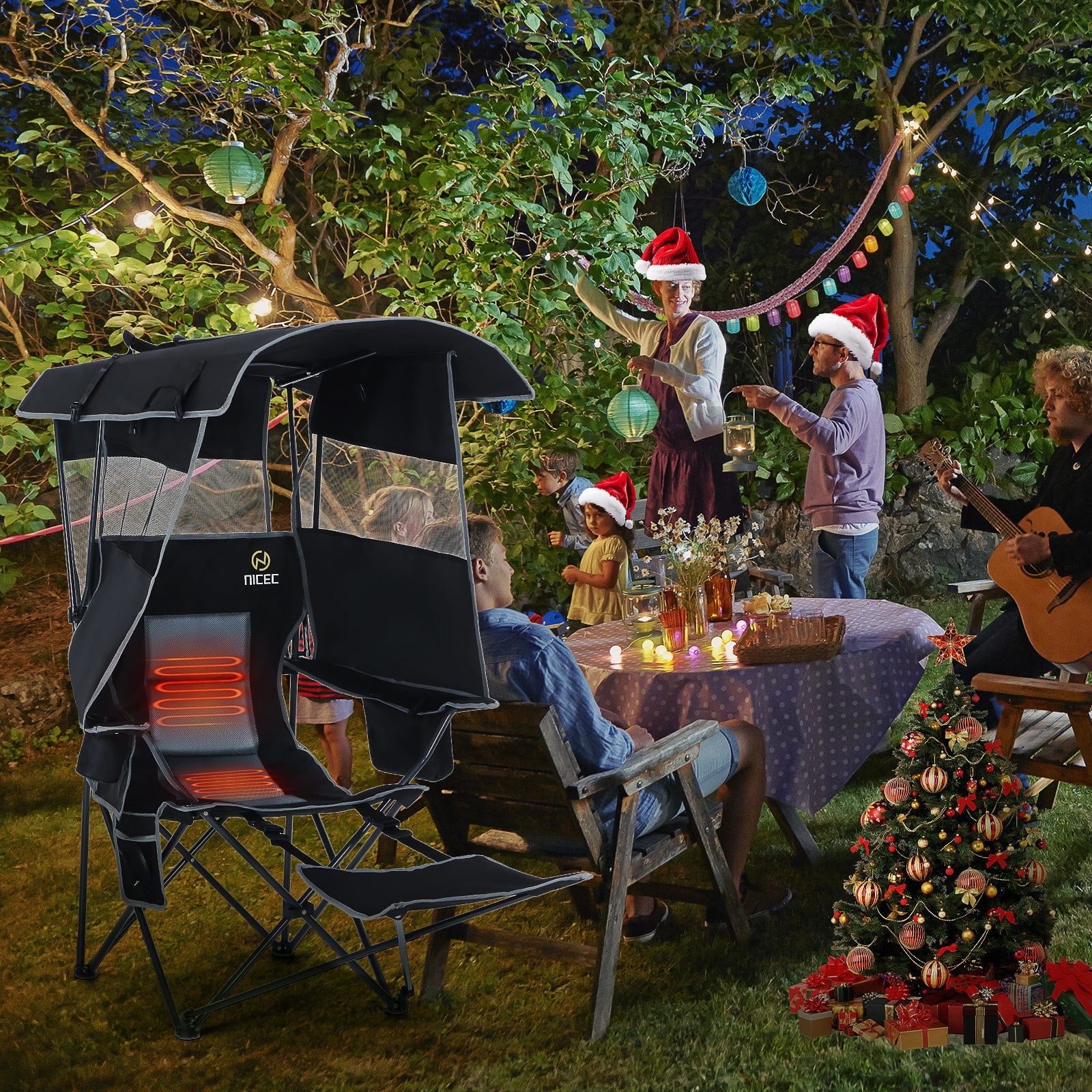 Nice C Outdoor Heated Chair with Canopy &amp; Footrest 