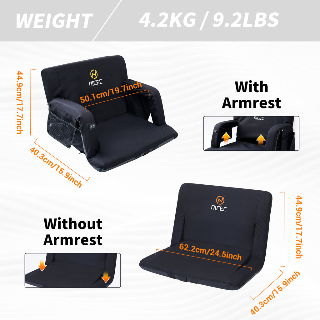 Nice C Heated Massage Stadium Seat, Recline Bleacher Seat
