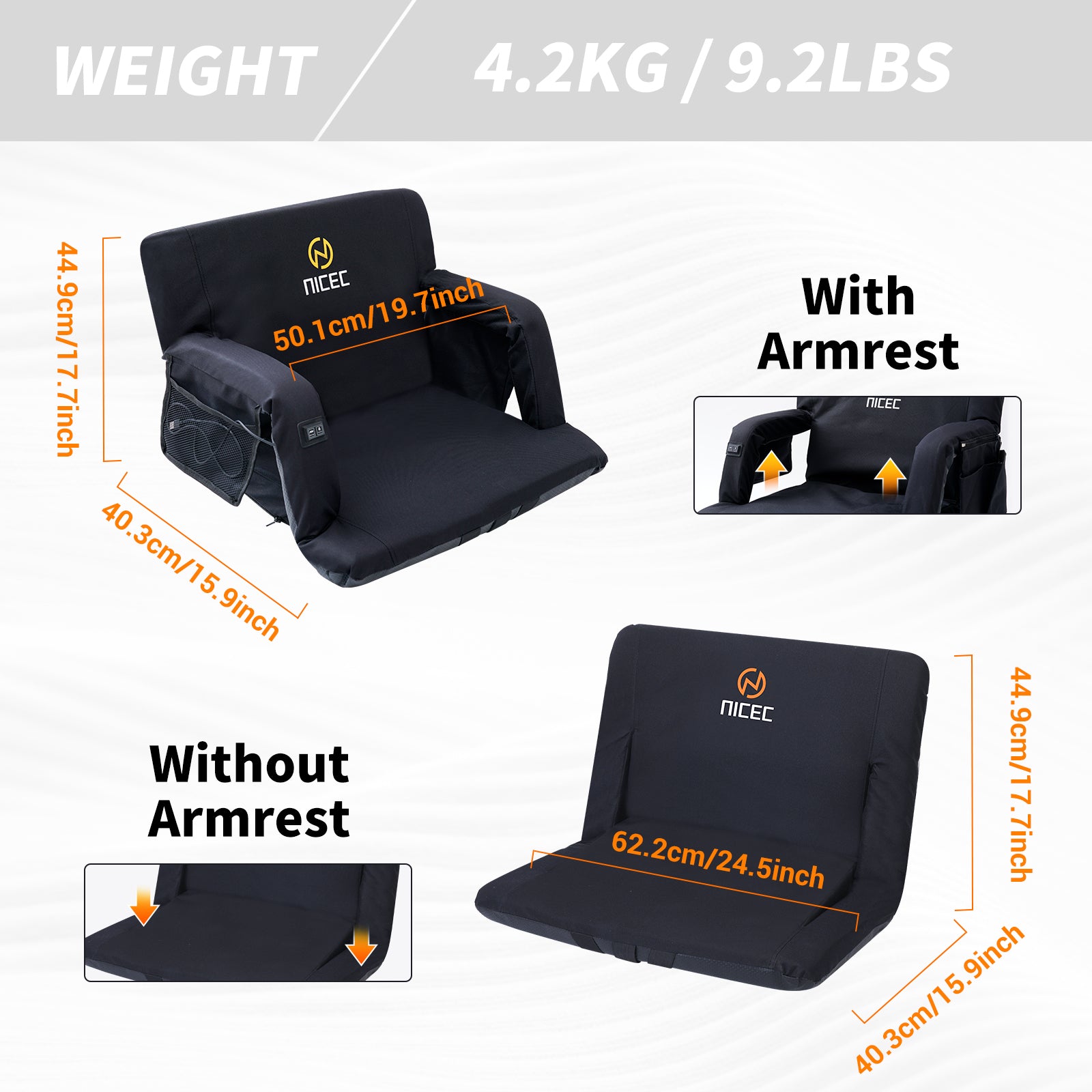 Nice C Heated Massage Stadium Seat, Recline Bleacher Seat