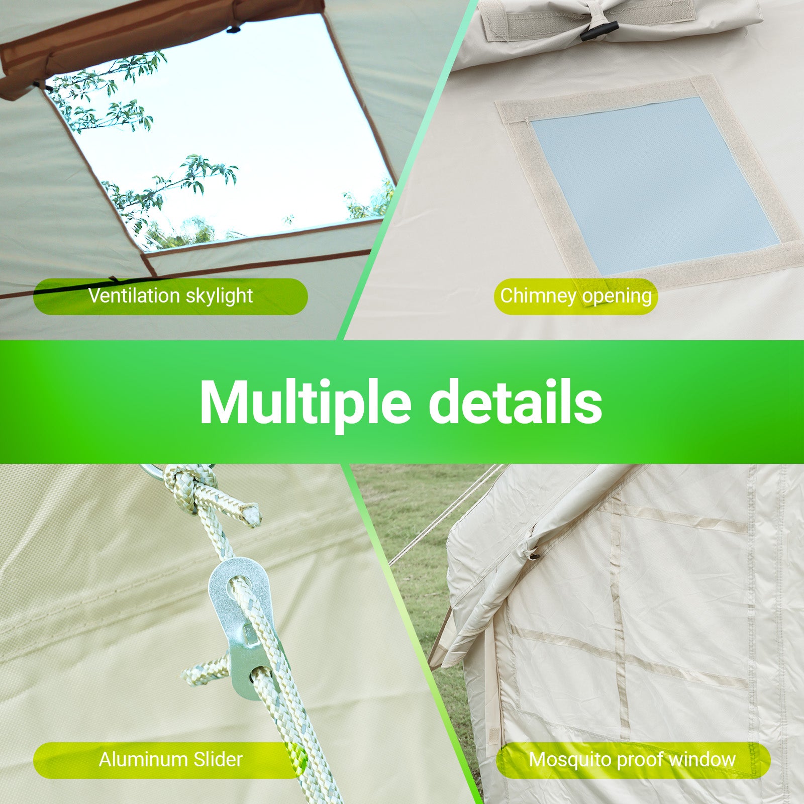 Nice C 12-Person Blow-Up Tent for Camping &amp; Glamping, Adults Inflatable Tent, Waterproof, Windproof, 2-in-1 Air Valve