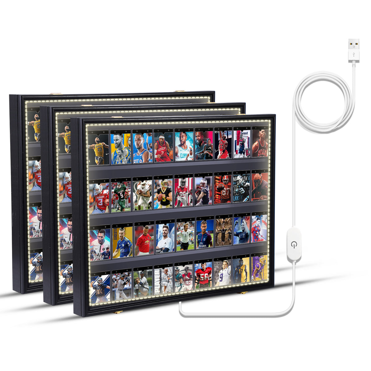 Nice C LED Baseball Graded Card Display Case (Horizonta/Vertical  1 /2 3 Pack)