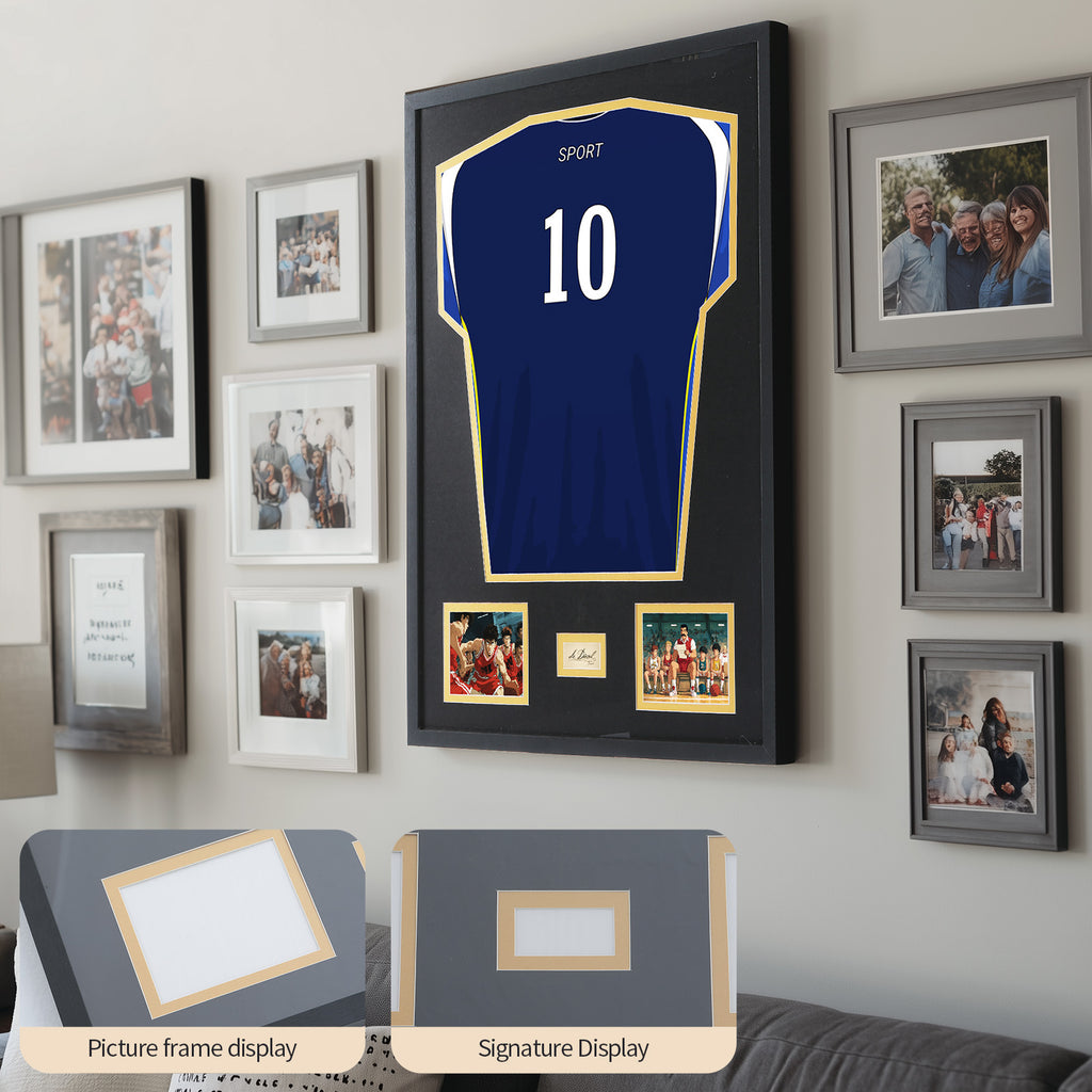 Nice C Jersey Frame Display Case, Jersey Frame With Photo Slots, Shirt Display Shadow Box, Signature Display Slot, 98% UV Protection, Football Basketball Soccer