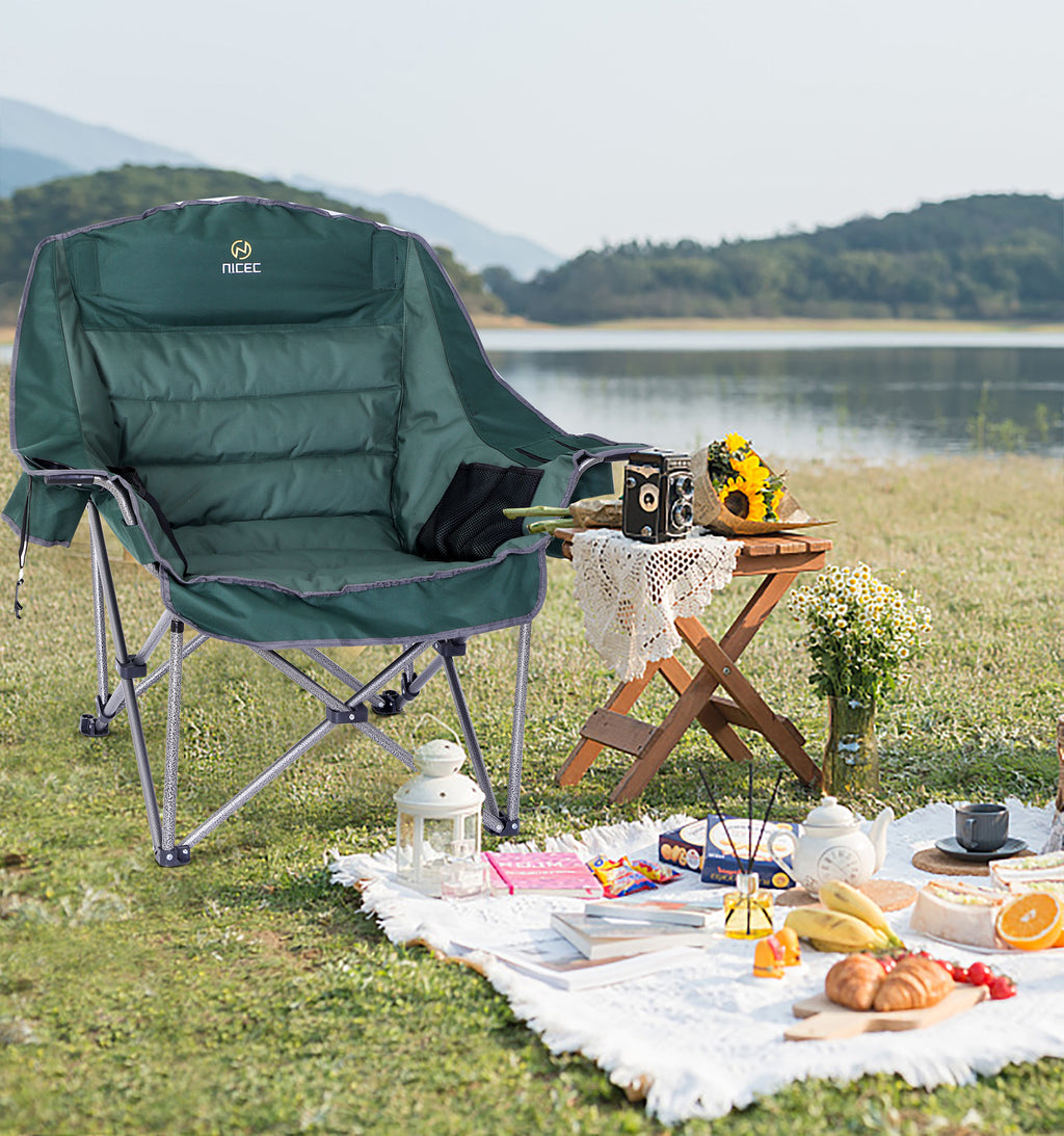 Nice C Extra-Large Camping Chair – Comfortable Outdoor Chair with Cup Holder &amp; Cooler
