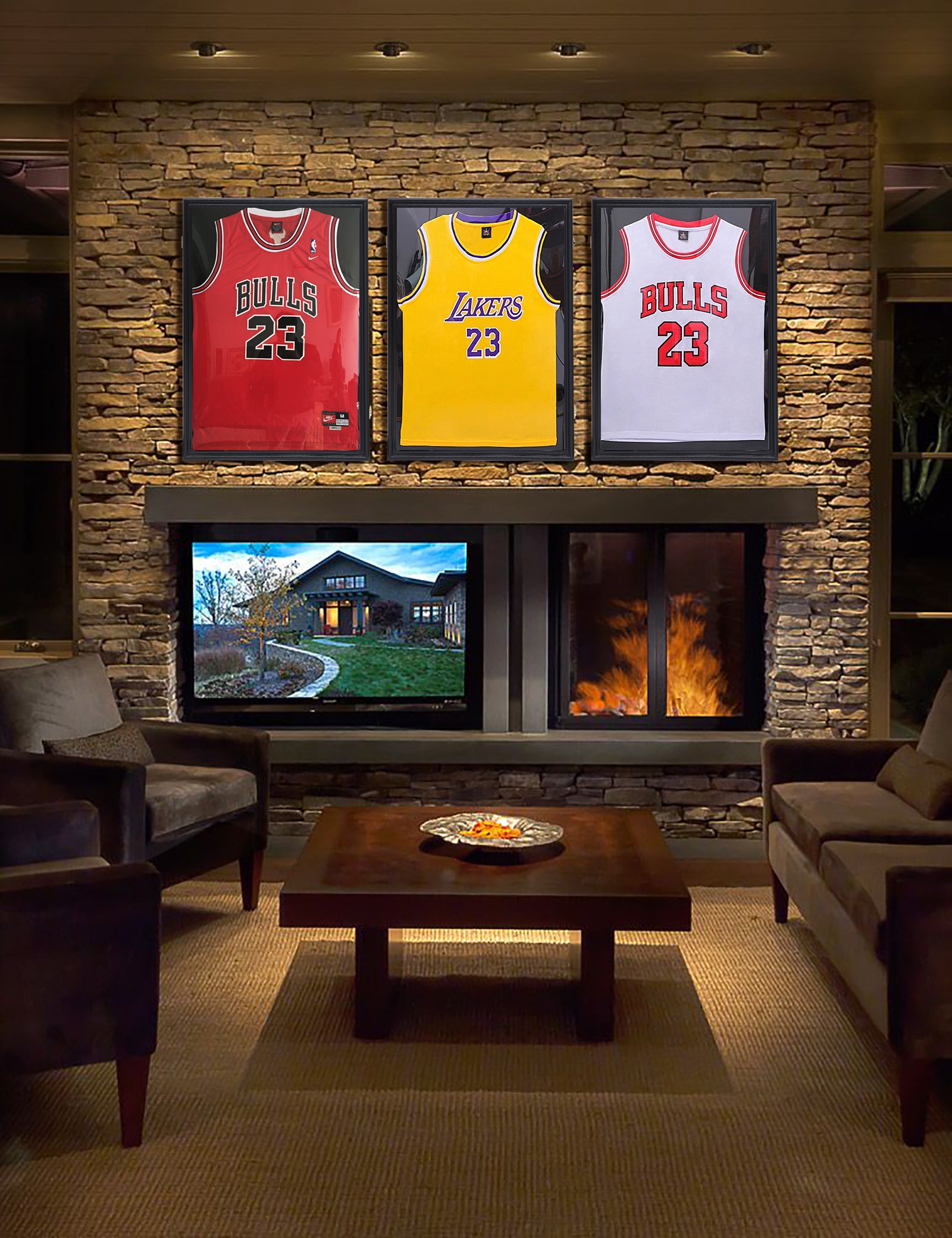 Nice C Lighted Jersey Frame, LED Display Case for Football &amp; Basketball, Valet Pinboard 