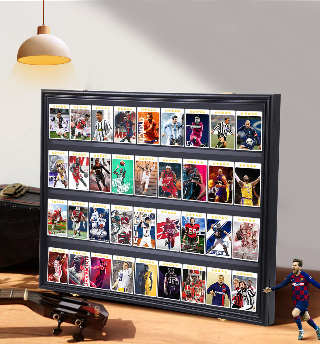 Nice C Sport Card Display Case, Graded Card Display Frame(Horizontal Baseball Card Holder, Trading Card Display Case, 36 Cards, Lockable, 98% UV Protection