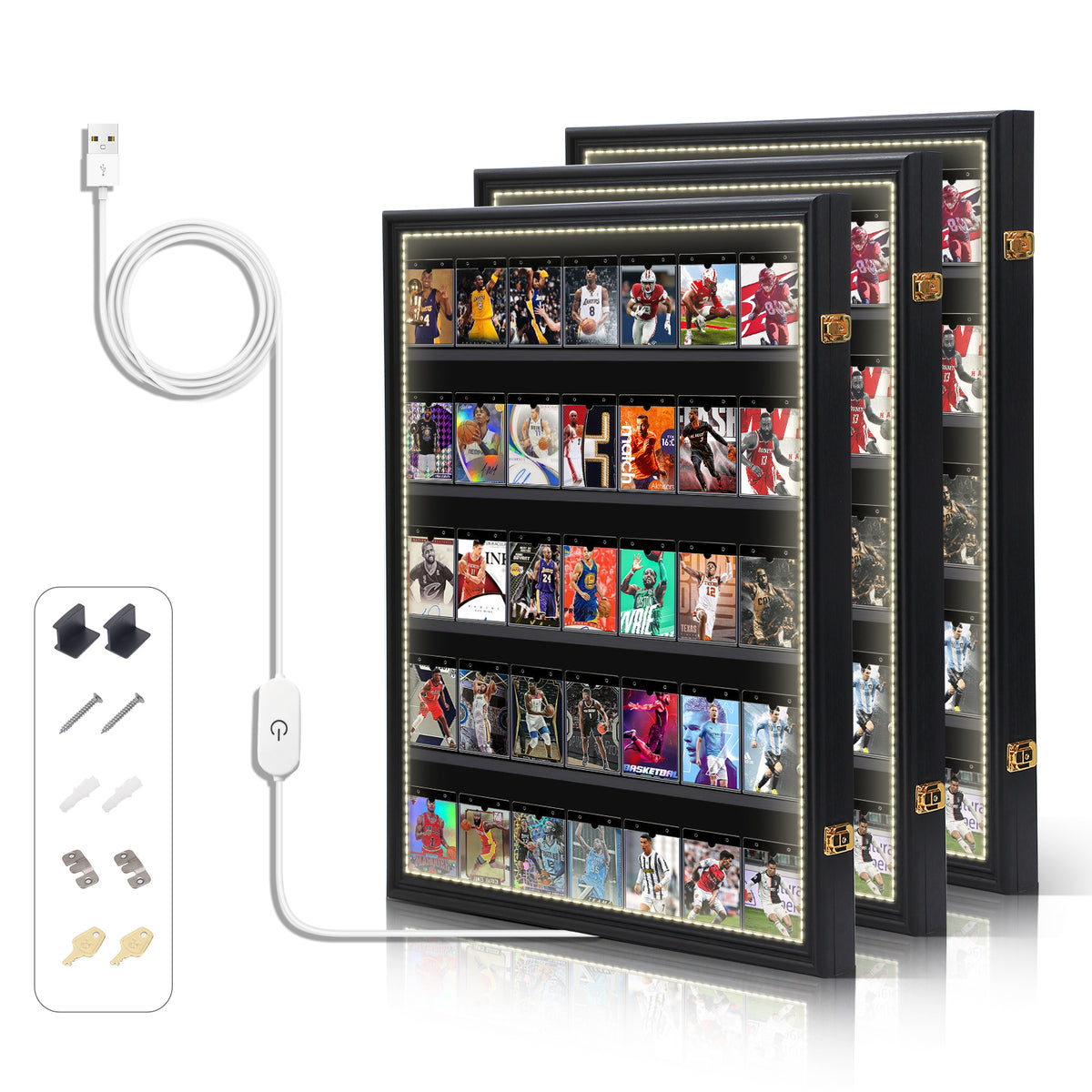 Nice C LED Baseball Graded Card Display Case (Horizonta/Vertical  1 /2 3 Pack)