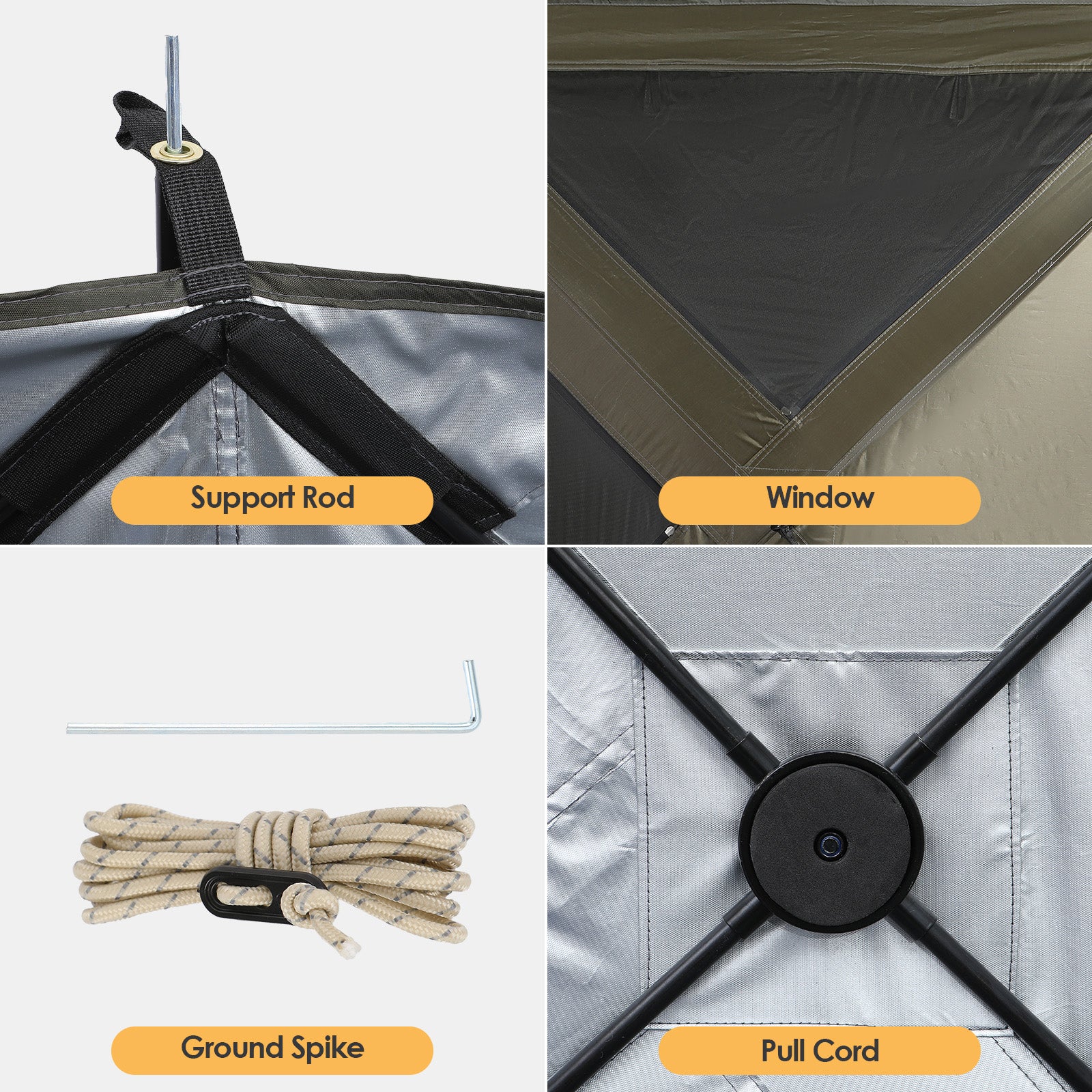 Nice C Camping Wind Sceen, 4 Panels Beach Garden Wind Blocker Breaker, 4 FT Privacy Fence Screen, with Mesh Window, Poles, Ground Nails Included (Green)