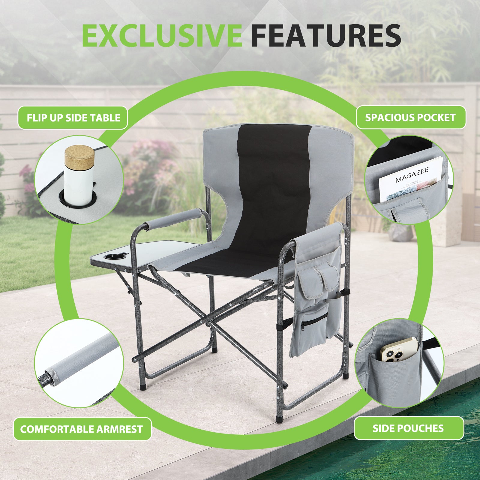 Nice C Lightweight Director's Chair, Foldable for Camping, Events &amp; Home 