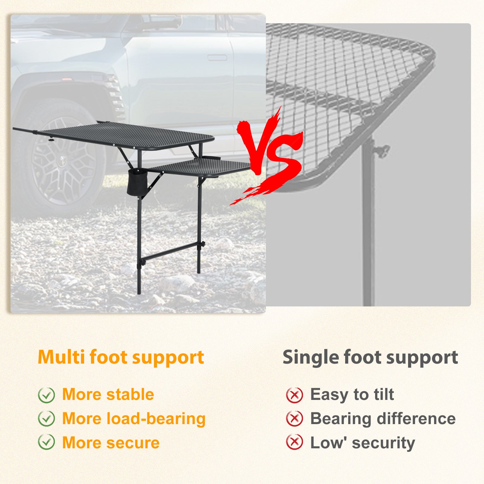 Nice C Adjustable Tailgate &amp; Camping Table – Lightweight, Extendable Vehicle Table 