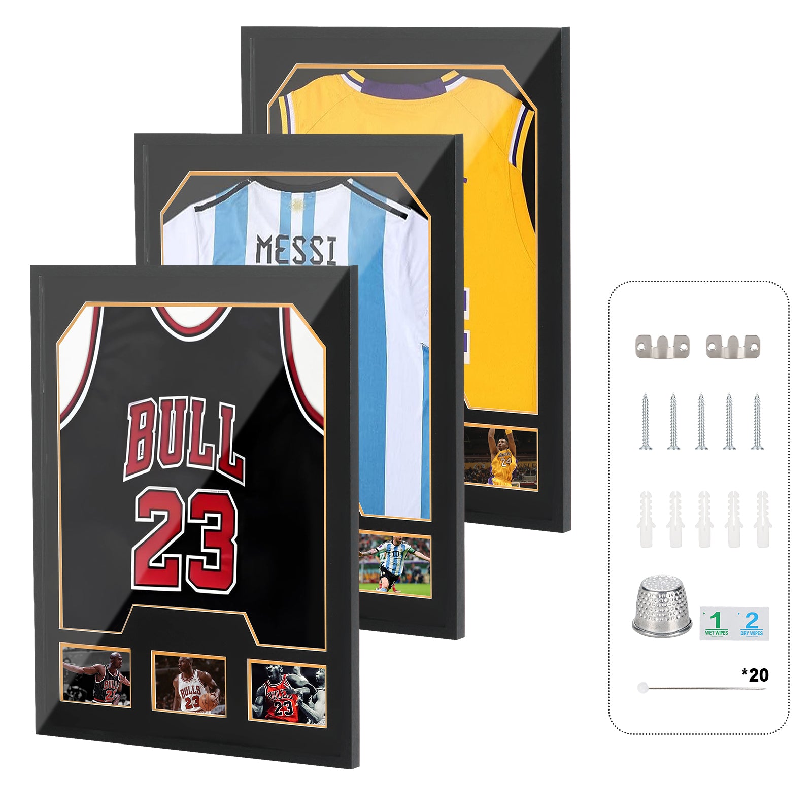 Nice C Jersey Frame Display Case with Picture Slots &amp; 98% UV Protection 