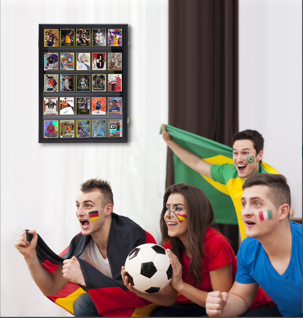 Nice C Sport Card Display Case, Graded Card Display Frame Baseball Card Holder, Trading Card Display Case, 35 Cards, Lockable, 98% UV Protection