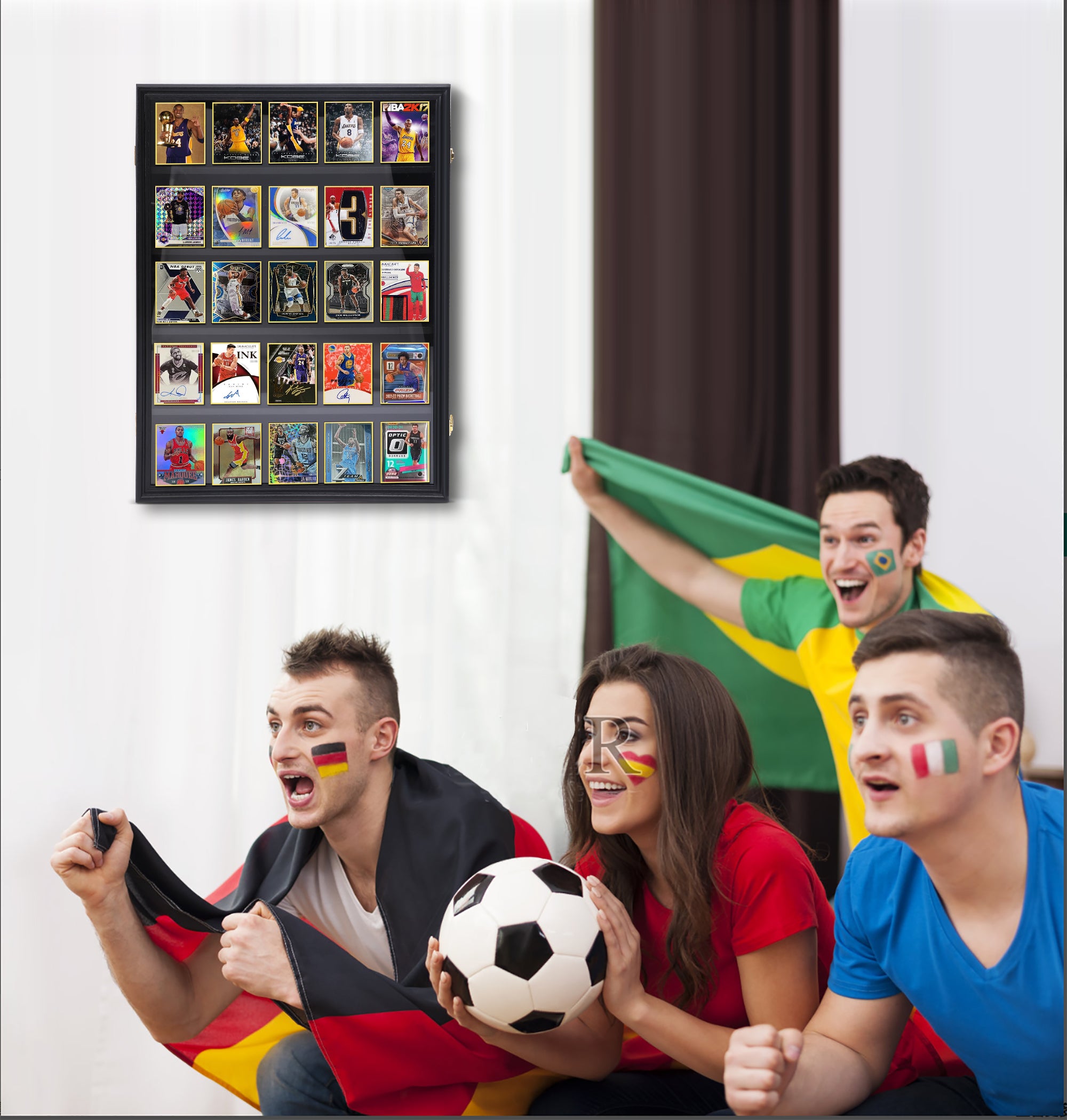 Nice C Sport Card Display Case, Graded Card Display Frame Baseball Card Holder, Trading Card Display Case, 35 Cards, Lockable, 98% UV Protection