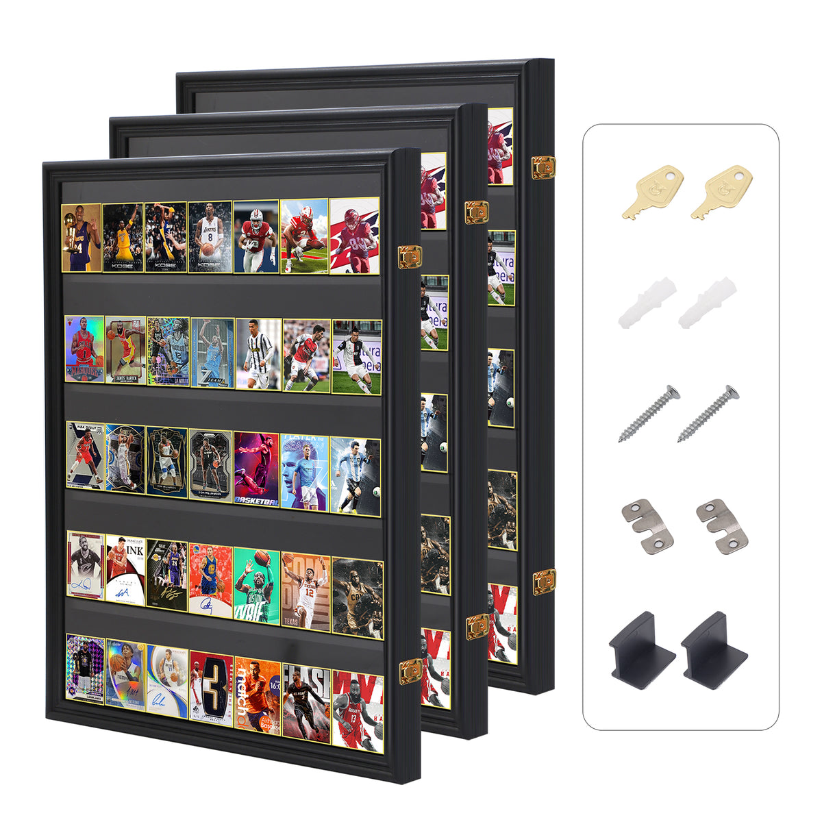 Nice C Sport Card Display Case, Graded Card Display Frame Baseball Card Holder, Trading Card Display Case, 35 Cards, Lockable, 98% UV Protection