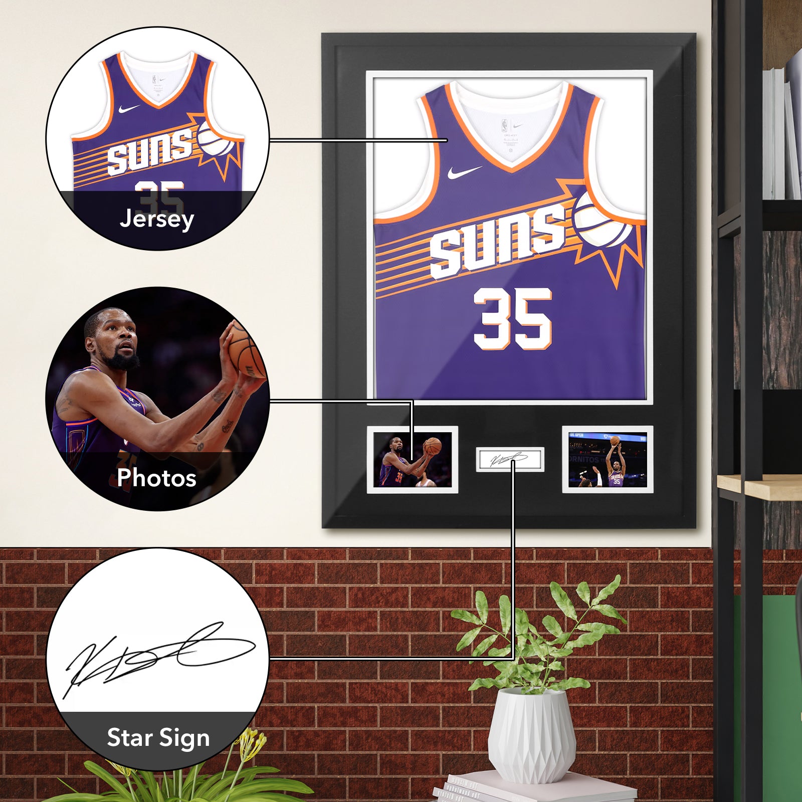 Nice C Jersey Frame Display Case with Photo Slots &amp; Signature Protection, 98% UV 