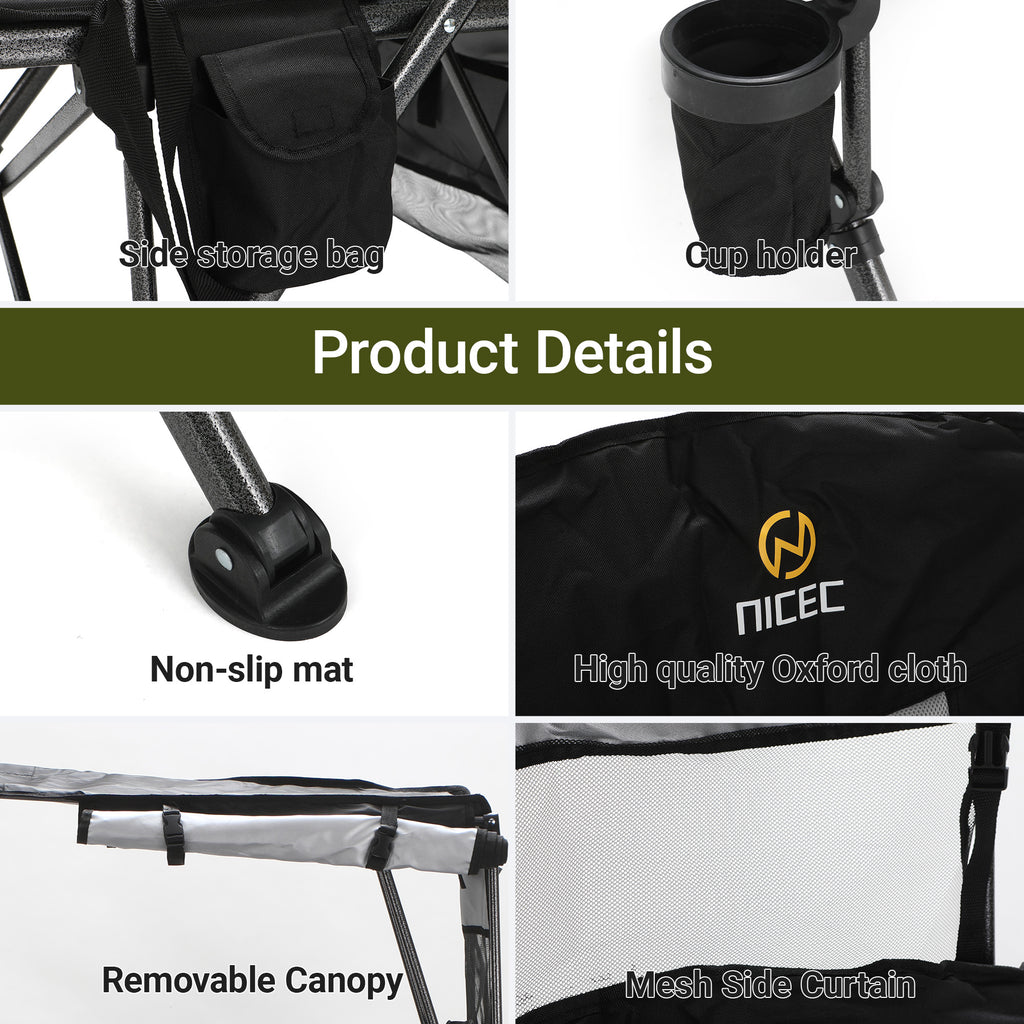Nice C Tall Director Camping Chair with Canopy, Foldable Chair