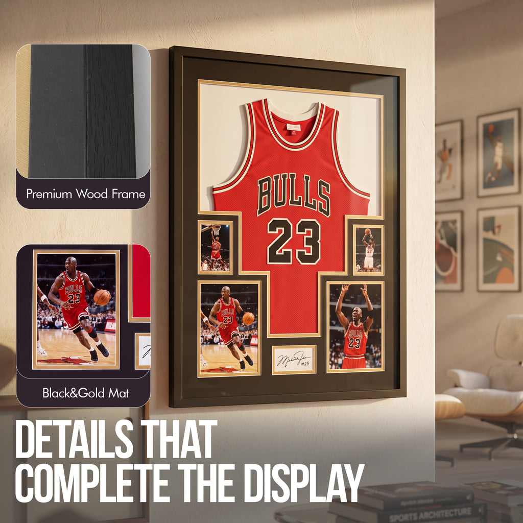 Nice C Jersey Display Frame Case with 4 Photos & Signature Display