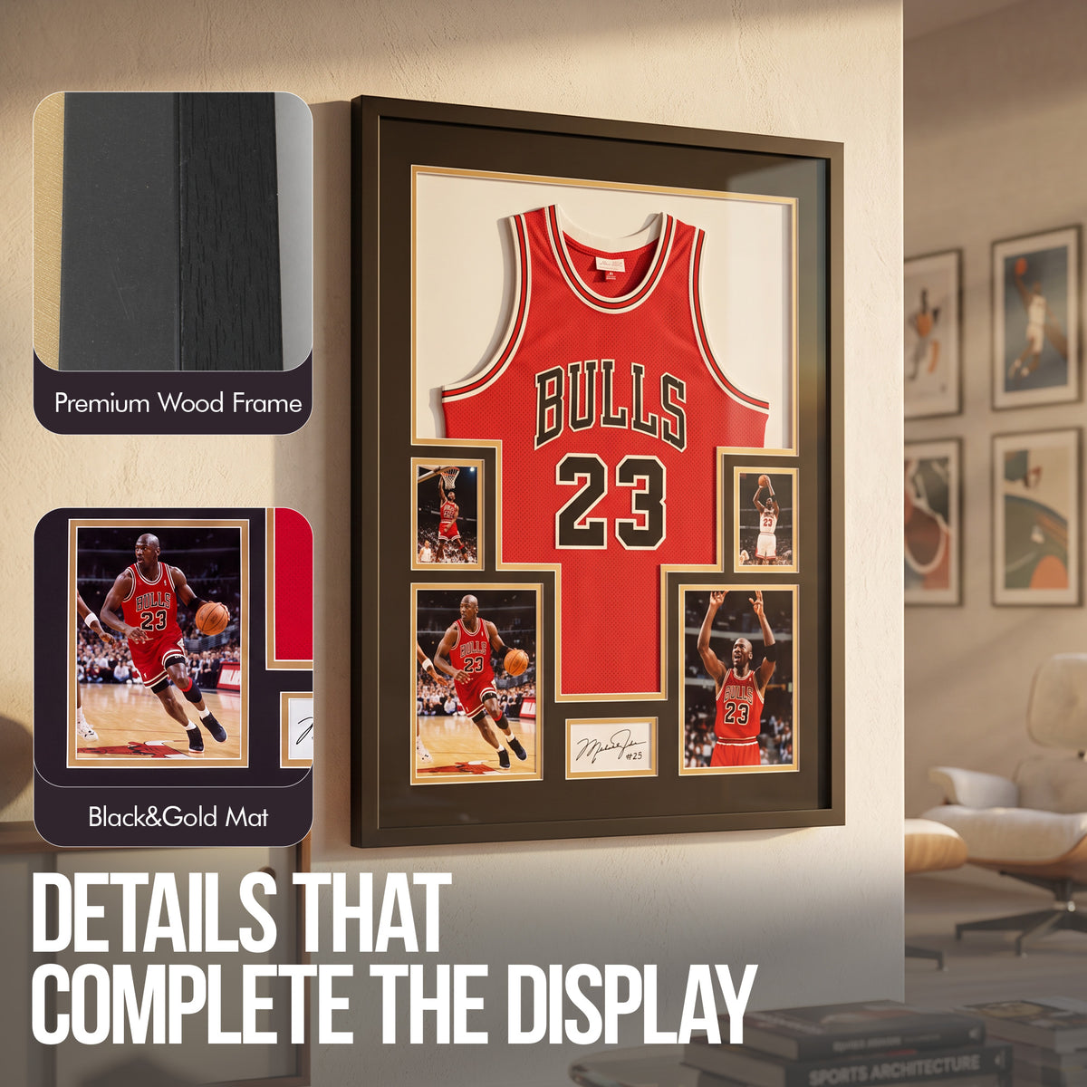 Nice C Jersey Display Frame Case with 4 Photos & Signature Display