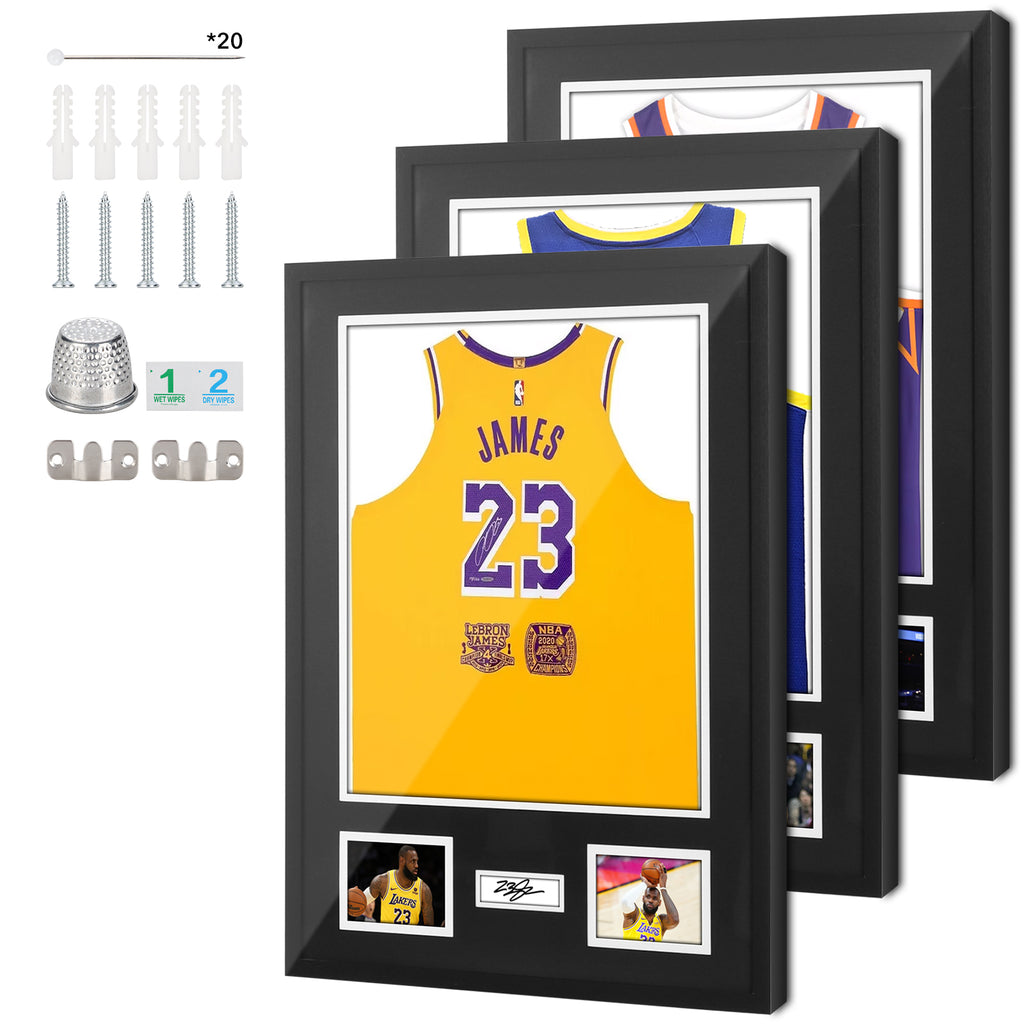Nice C Jersey Frame Display Case with Photo Slots &amp; Signature Protection, 98% UV 