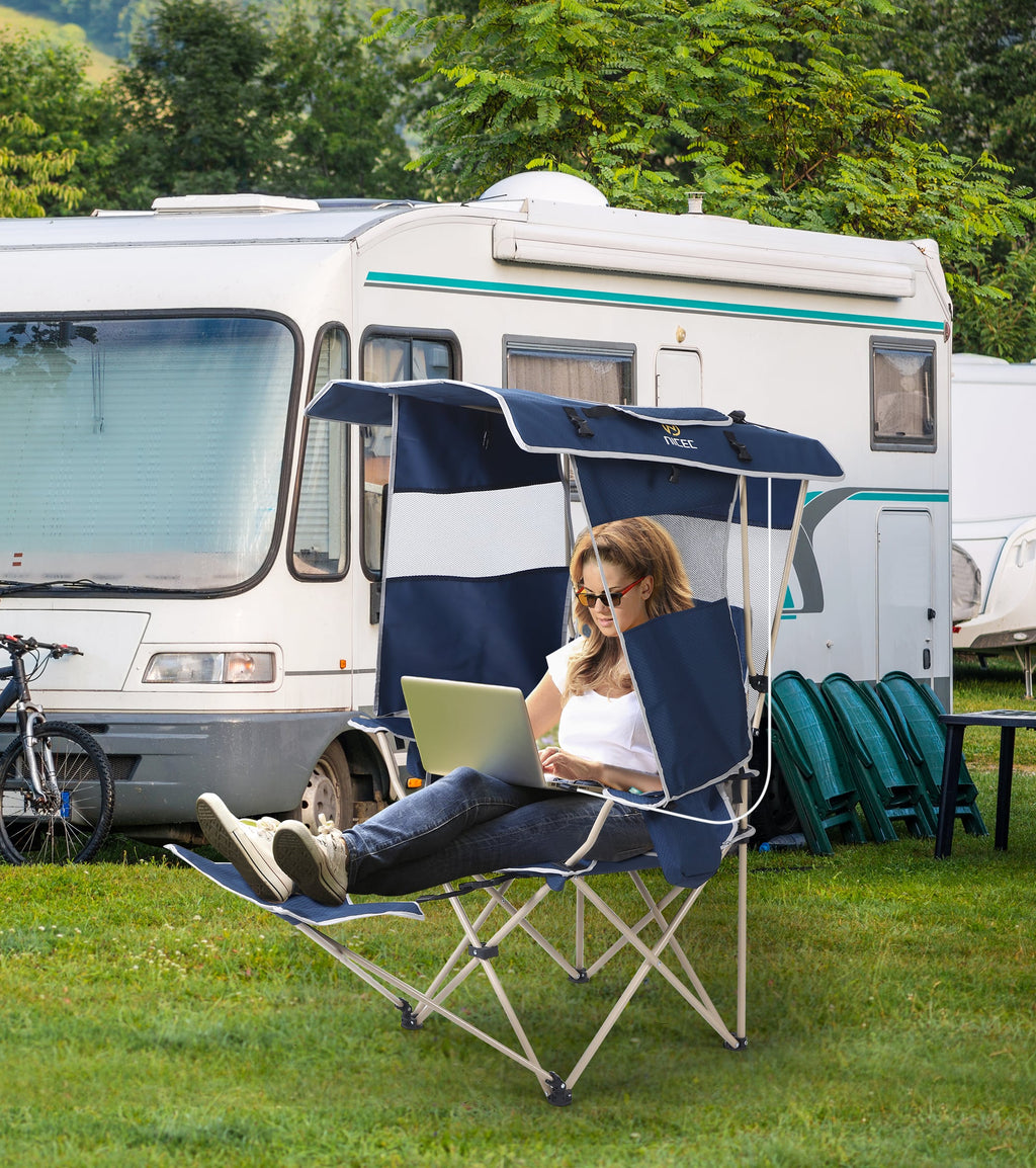 Nice C Chair with Canopy, Solar USB Charging, Removable Footrest &amp; Cooler Bag 