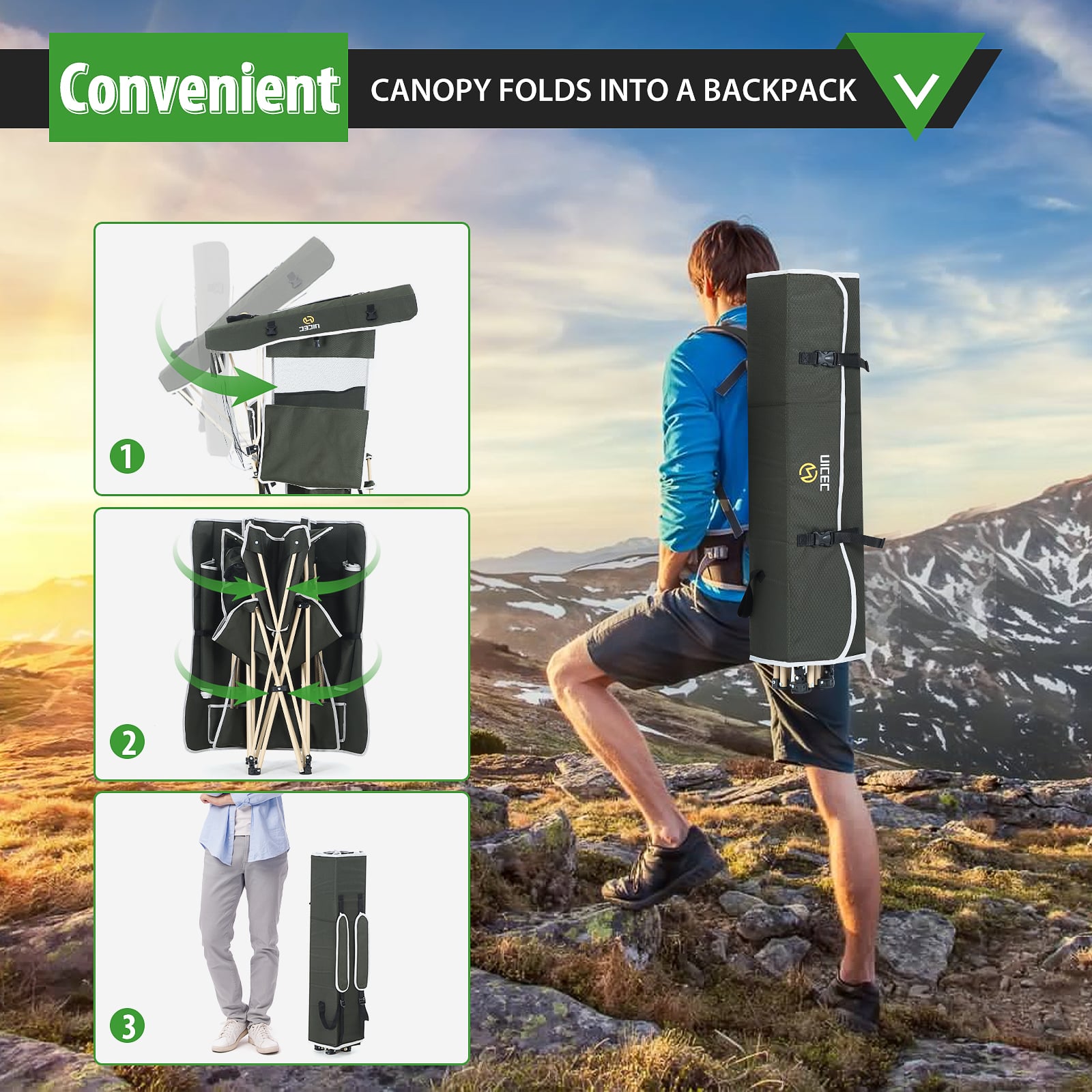 Nice C Camping Chair with Canopy &amp; Removable Footrest, Cooler Bag &amp; Cup Holder 