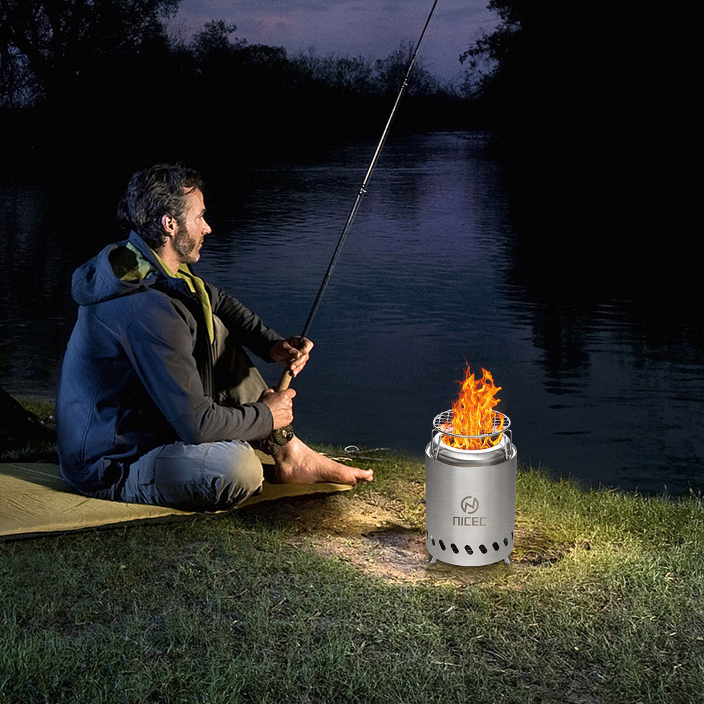 Nice C Smokeless Fire Pit, Portable Tabletop Fire Pit (5.5 inch,7.1 inch,19.1 inch) | Stainless Steel Construction, Grill Grate, Removable Ash Tray, Carry Bag, Patio, Camping, Outdoor