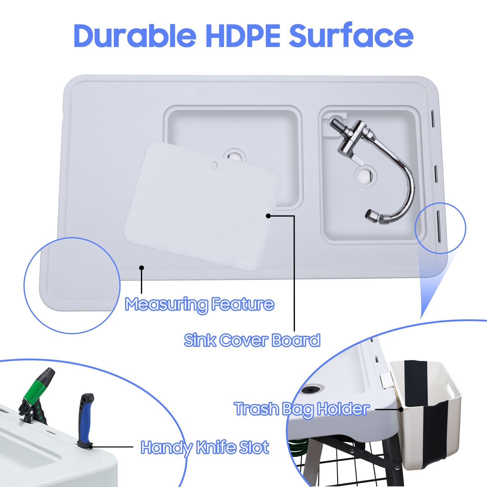 Nice C Outdoor Fish Cleaning Table with Sink, Spray, and Storage Rack 