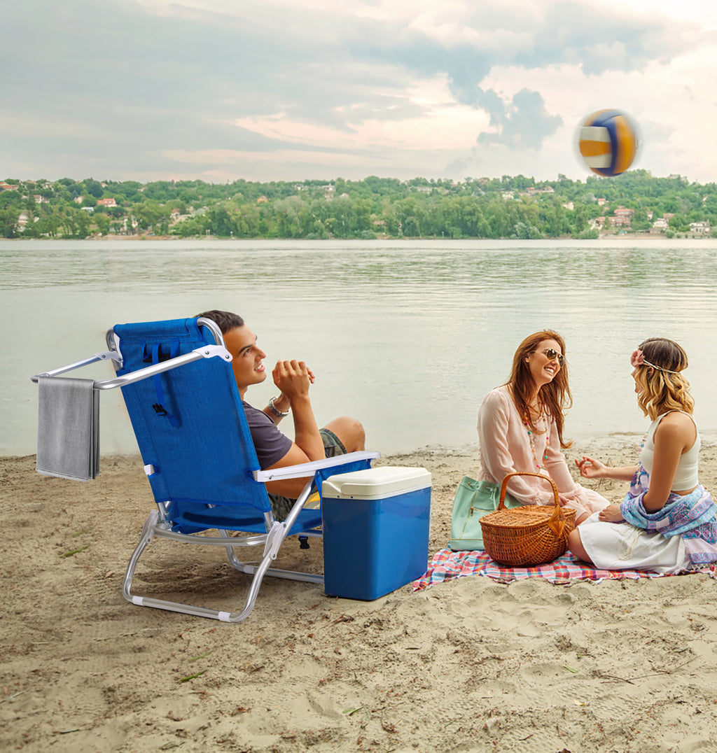 Nice C Beach Chair with Umbrella &amp; Cooler, 5-Position Reclining Backpack Chair for Adults
