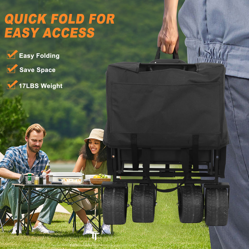 Nice C Stroller Wagon with Canopy, Folding Push Pull Cart for Beach, Camping, Outdoor