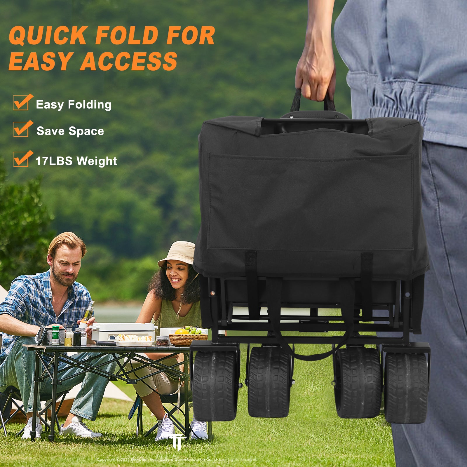 Nice C Stroller Wagon with Canopy, Folding Push Pull Cart for Beach, Camping, Outdoor
