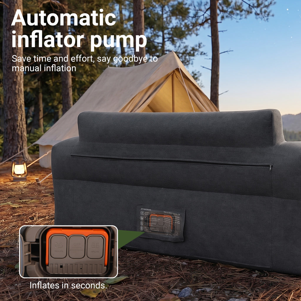 Nice C Inflatable Blow Up Camping Couch with Built-in Pump (1/2 Person) | Portable Inflatable Sofa, Built-in Electric Pump, Cup Holder, Storage Pocket, MOLLE Straps, Camping, Outdoor Lounger, Adults