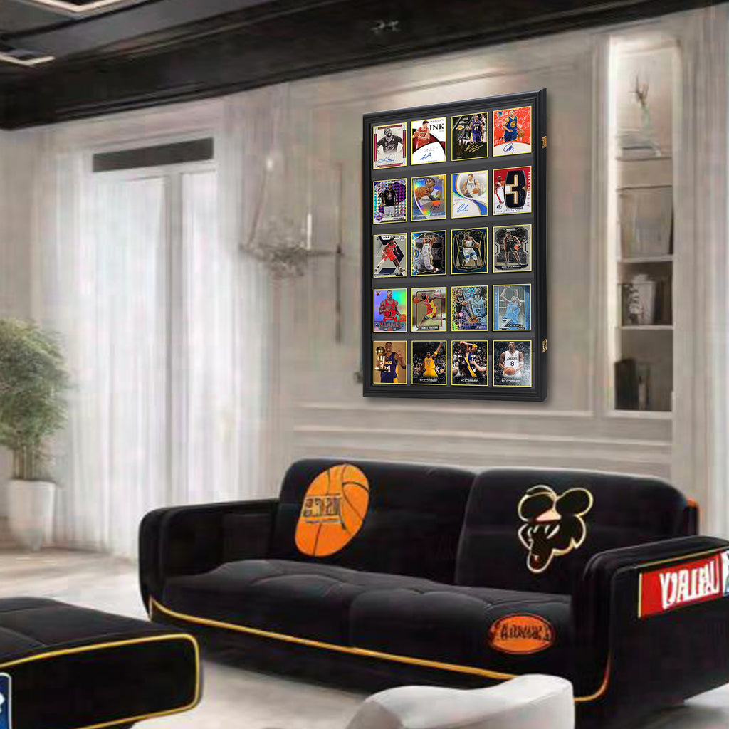 Nice C Sport Card Display Case, Graded Card Display Frame Baseball Card Holder, Trading Card Display Case, 35 Cards, Lockable, 98% UV Protection