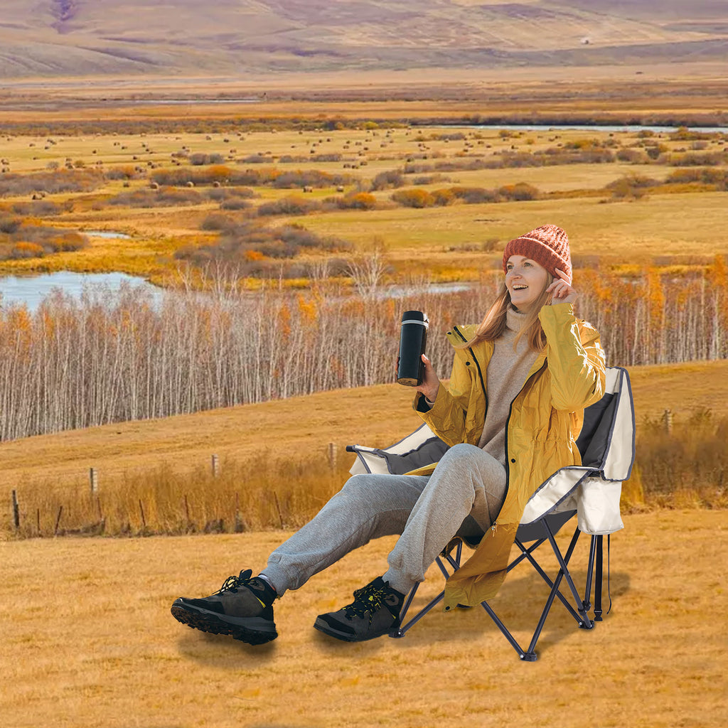 Nice C Heavy-Duty Folding Camping Chair, Thick Padded Seat with Storage &amp; Cup Holder 