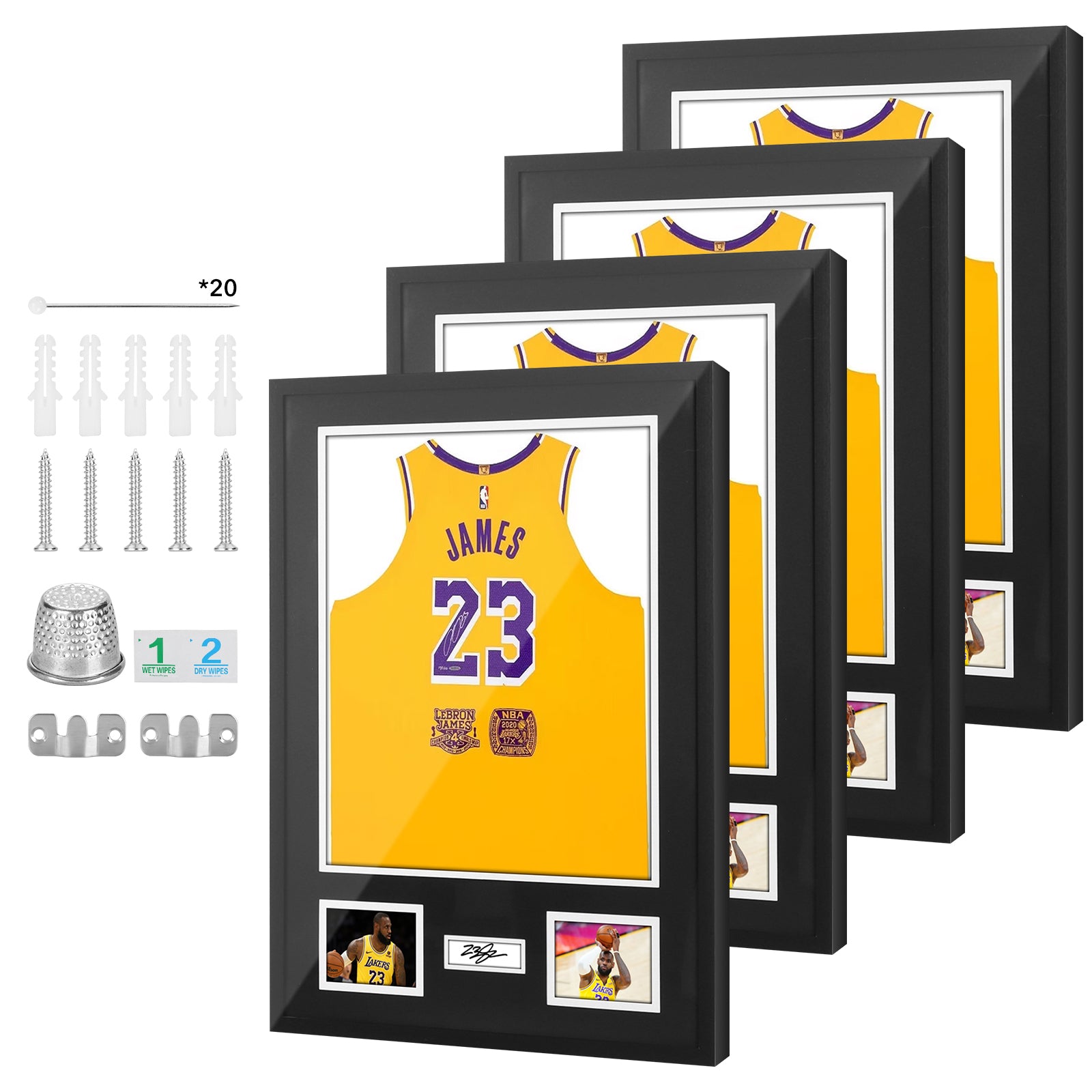 Nice C Jersey Frame Display Case with Photo Slots &amp; Signature Protection, 98% UV 