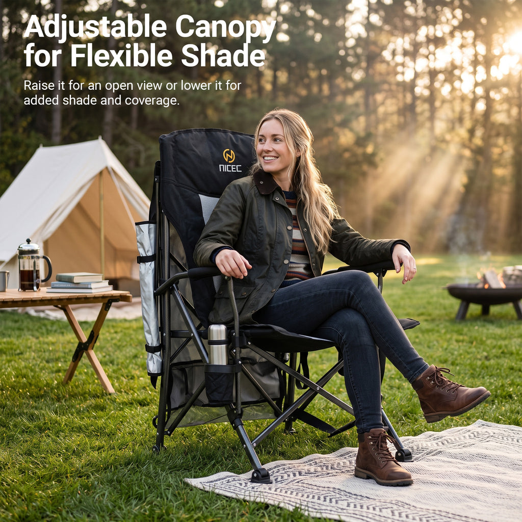 Nice C Camping Director Chair with Canopy, Folding Outdoor Chair