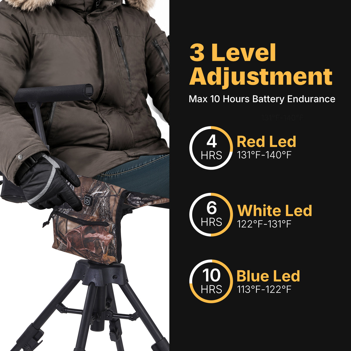 Nice C Heated 360° Silent Swivel Hunting Blind Chair with Gun Rest