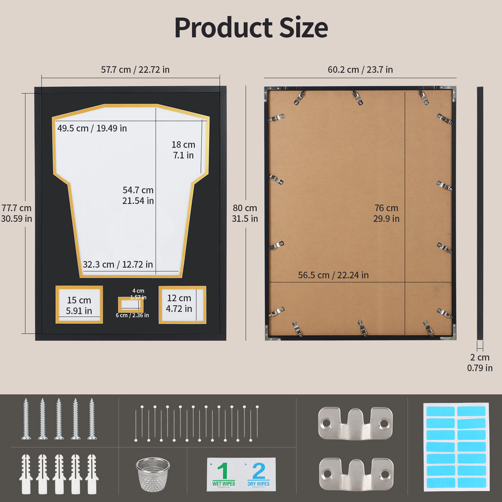 Nice C Jersey Frame Display Case, Jersey Frame With Photo Slots, Shirt Display Shadow Box, Signature Display Slot, 98% UV Protection, Football Basketball Soccer