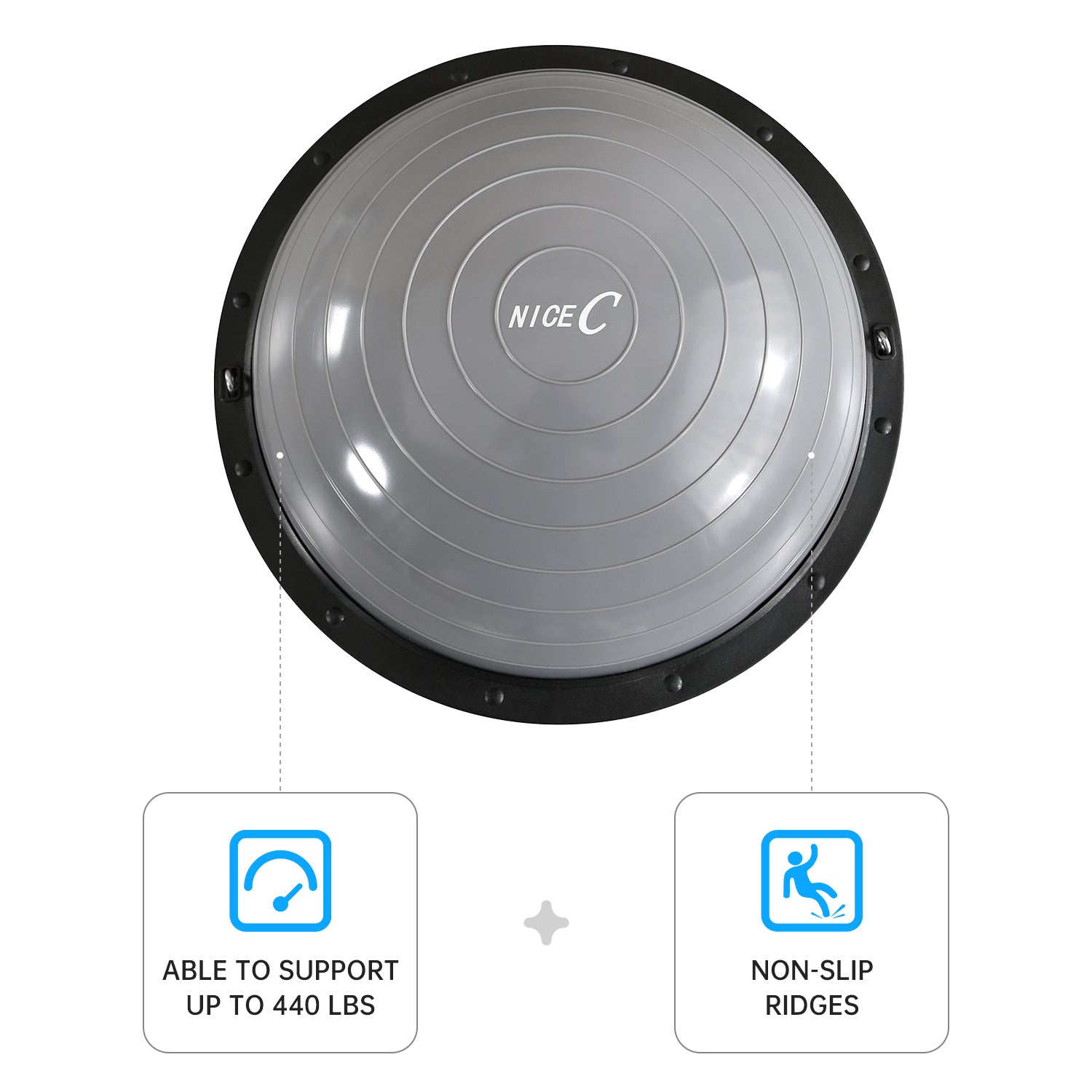 Nice C Balance Ball, Half Ball, Balance Ball, Exercise Workout Trainer, with Resistant Band, Strength Fitness Yoga with Bonus Foot Pump