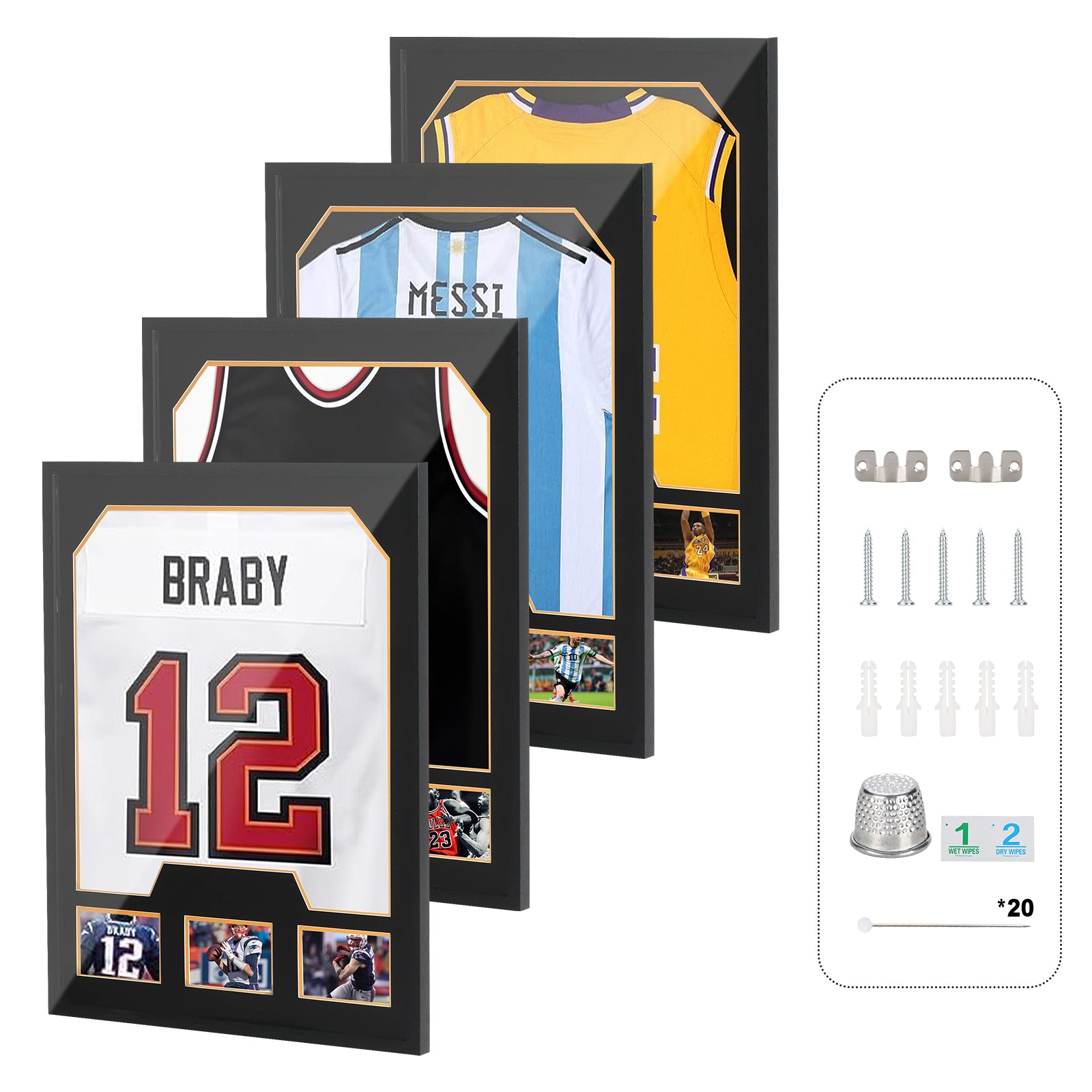 Nice C Jersey Frame Display Case with Picture Slots &amp; 98% UV Protection 