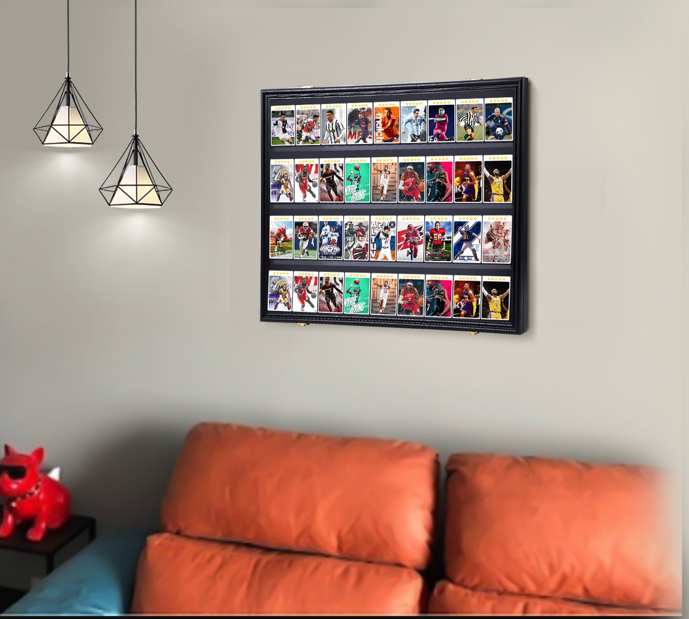 Nice C Sport Card Display Case, Graded Card Display Frame(Horizontal Baseball Card Holder, Trading Card Display Case, 36 Cards, Lockable, 98% UV Protection
