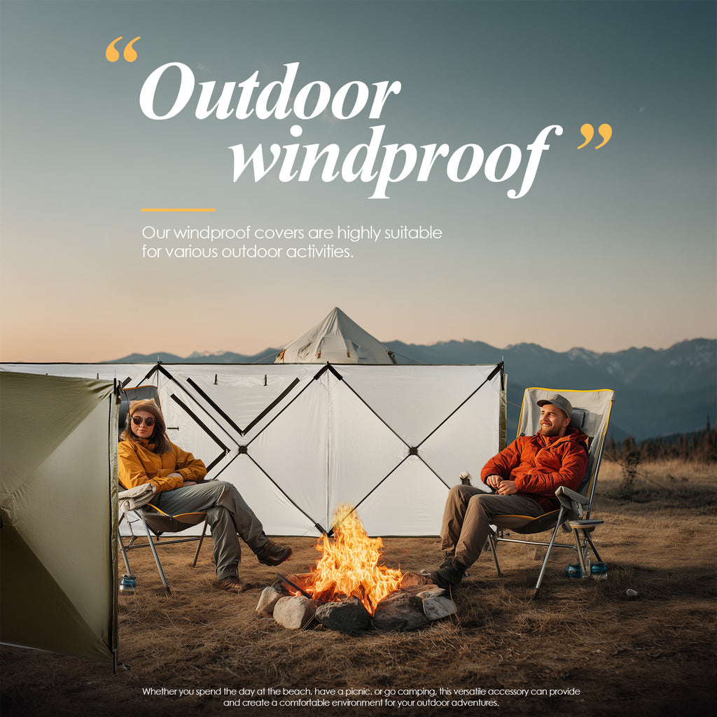 Nice C Camping Wind Sceen, 4 Panels Beach Garden Wind Blocker Breaker, 4 FT Privacy Fence Screen, with Mesh Window, Poles, Ground Nails Included (Green)