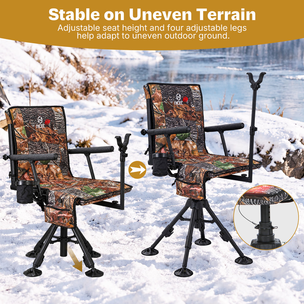 Nice C Heated 360° Silent Swivel Hunting Blind Chair with Gun Rest