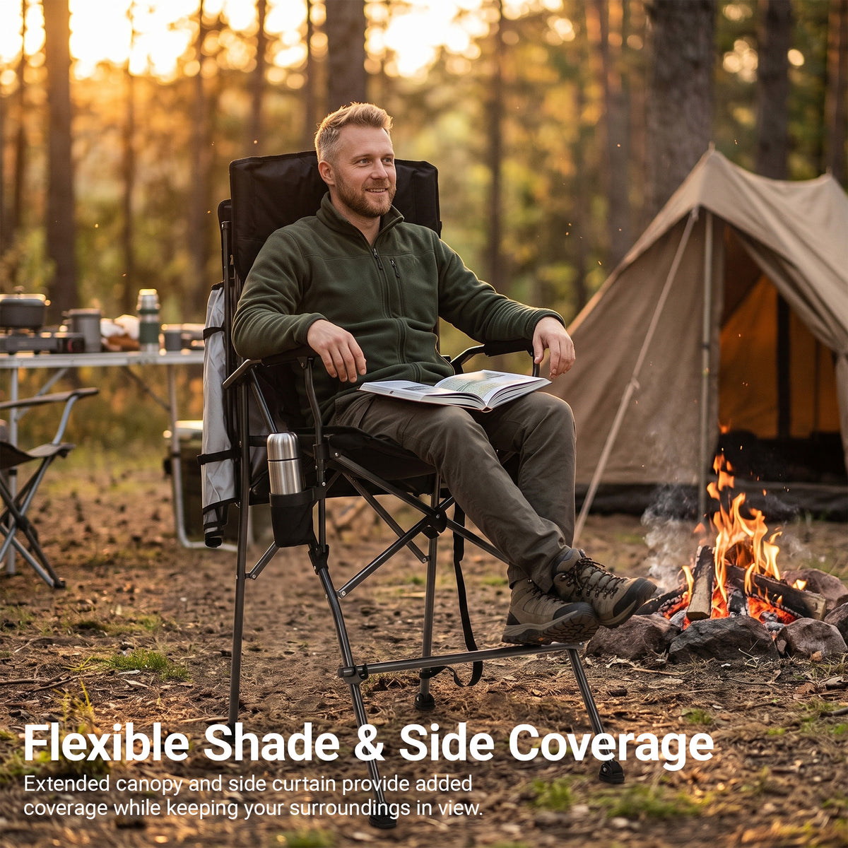 Nice C Tall Director Camping Chair with Canopy, Foldable Chair