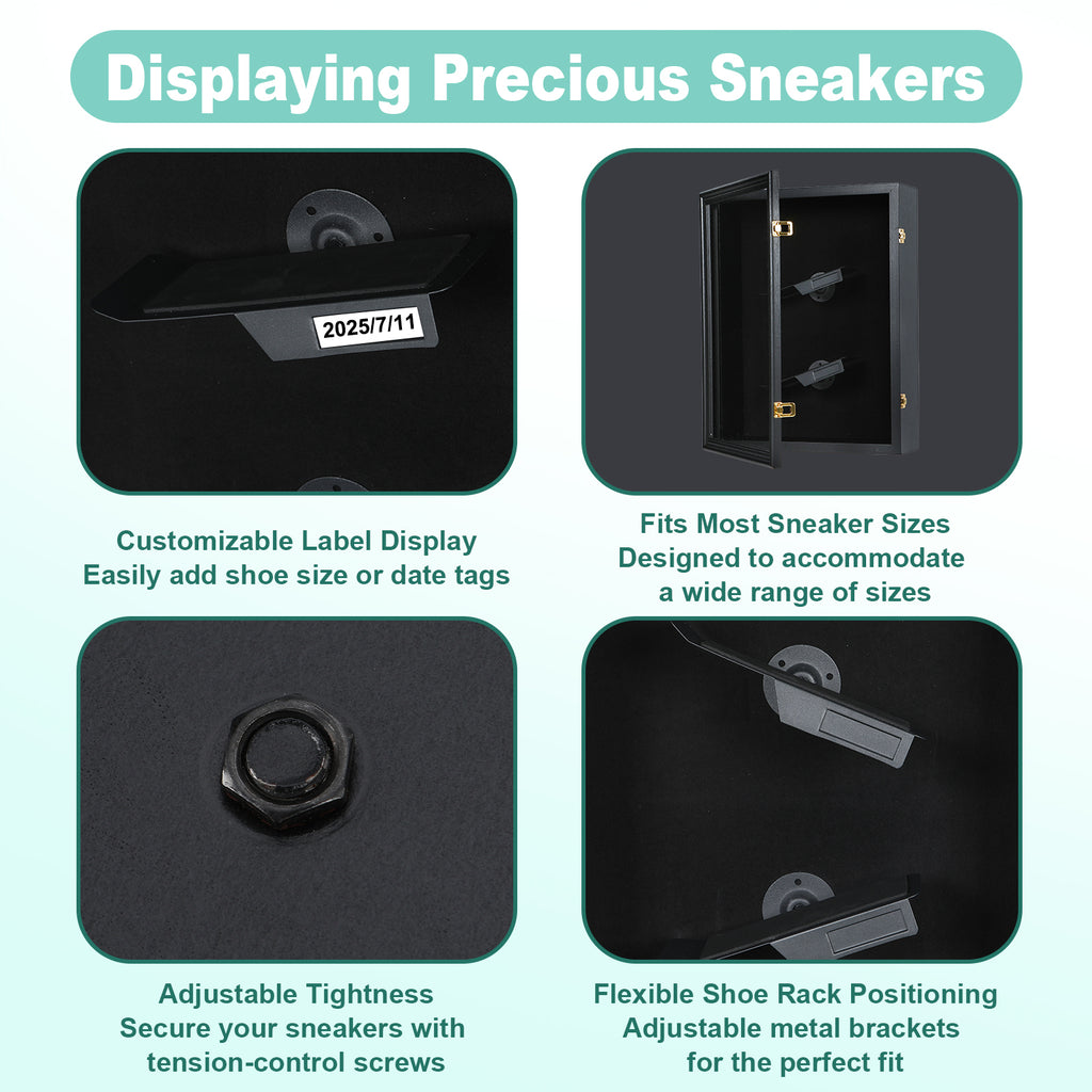 Nice C Shoe Display Frame Case, Wall Mount Sneaker Cabinet (1 Pack/2 Pack) | Wooden Shoe Storage Box, Lockable Display Case, 98% UV Protection, Wall Mount Shoe Rack, for Sports Shoes