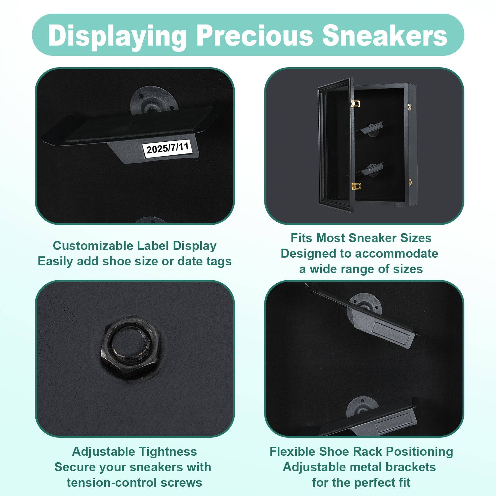 Nice C Shoe Display Frame Case, Wall Mount Sneaker Cabinet (1 Pack/2 Pack) | Wooden Shoe Storage Box, Lockable Display Case, 98% UV Protection, Wall Mount Shoe Rack, for Sports Shoes