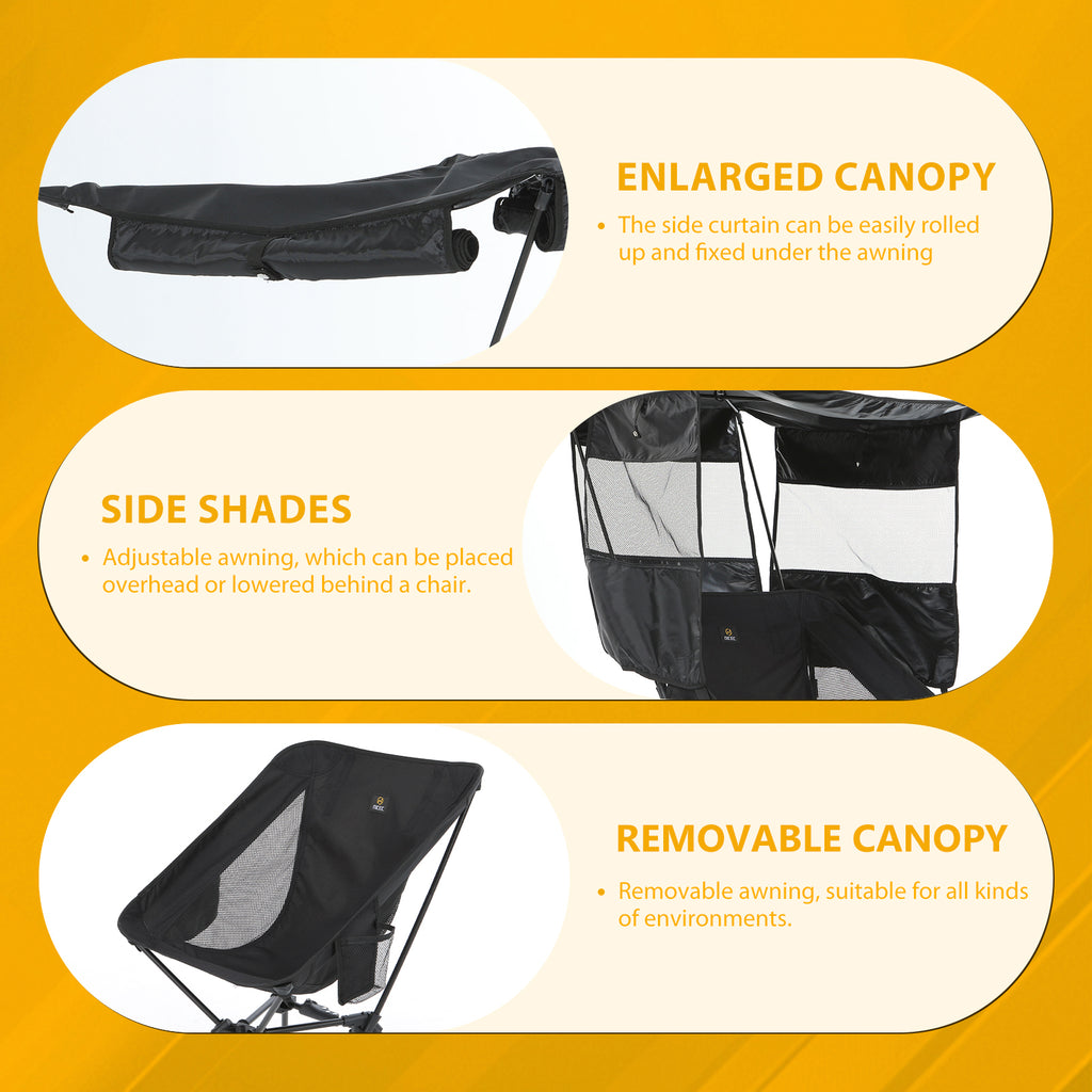 Nice C Camping Chair with Canopy, Ultralight Chair with Shade (1 Pack/2 Pack) | Compact Backpack Folding Chair, Portable Fishing Chair, Travel, Picnic, Festival, Hiking, Sports, Outdoor