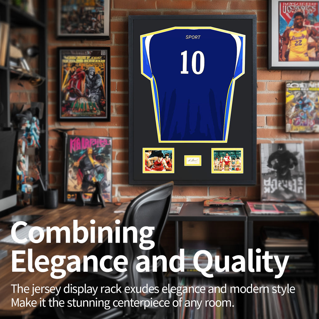 Nice C Jersey Frame Display Case, Jersey Frame With Photo Slots, Shirt Display Shadow Box, Signature Display Slot, 98% UV Protection, Football Basketball Soccer