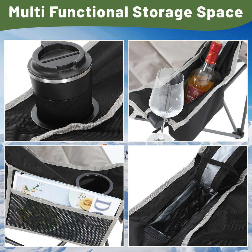 Nice C Double Heated Camping Loveseat – Folding Chair with Canopy, Battery, Cup Holder &amp; Cooler 
