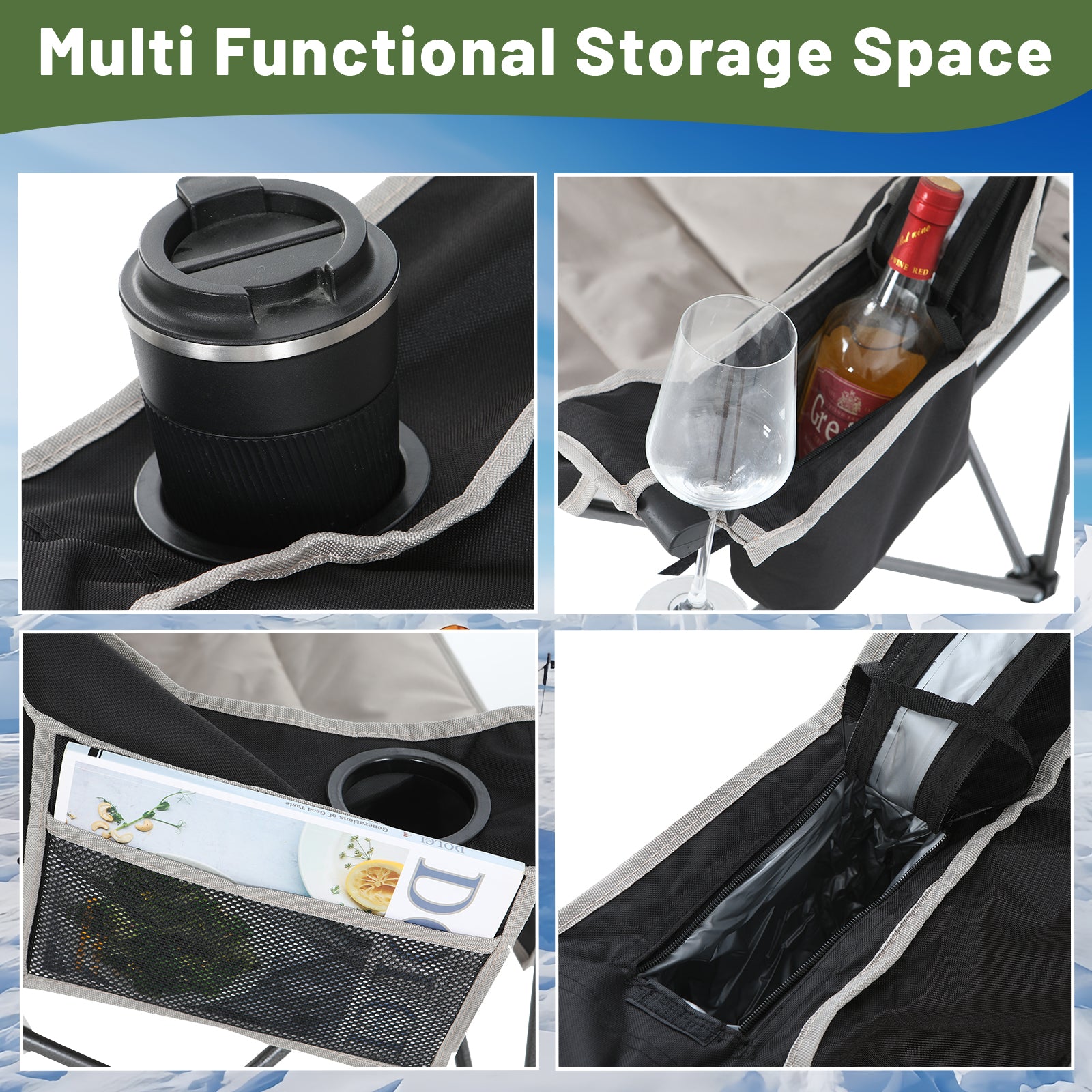 Nice C Double Heated Camping Loveseat – Folding Chair with Canopy, Battery, Cup Holder &amp; Cooler 