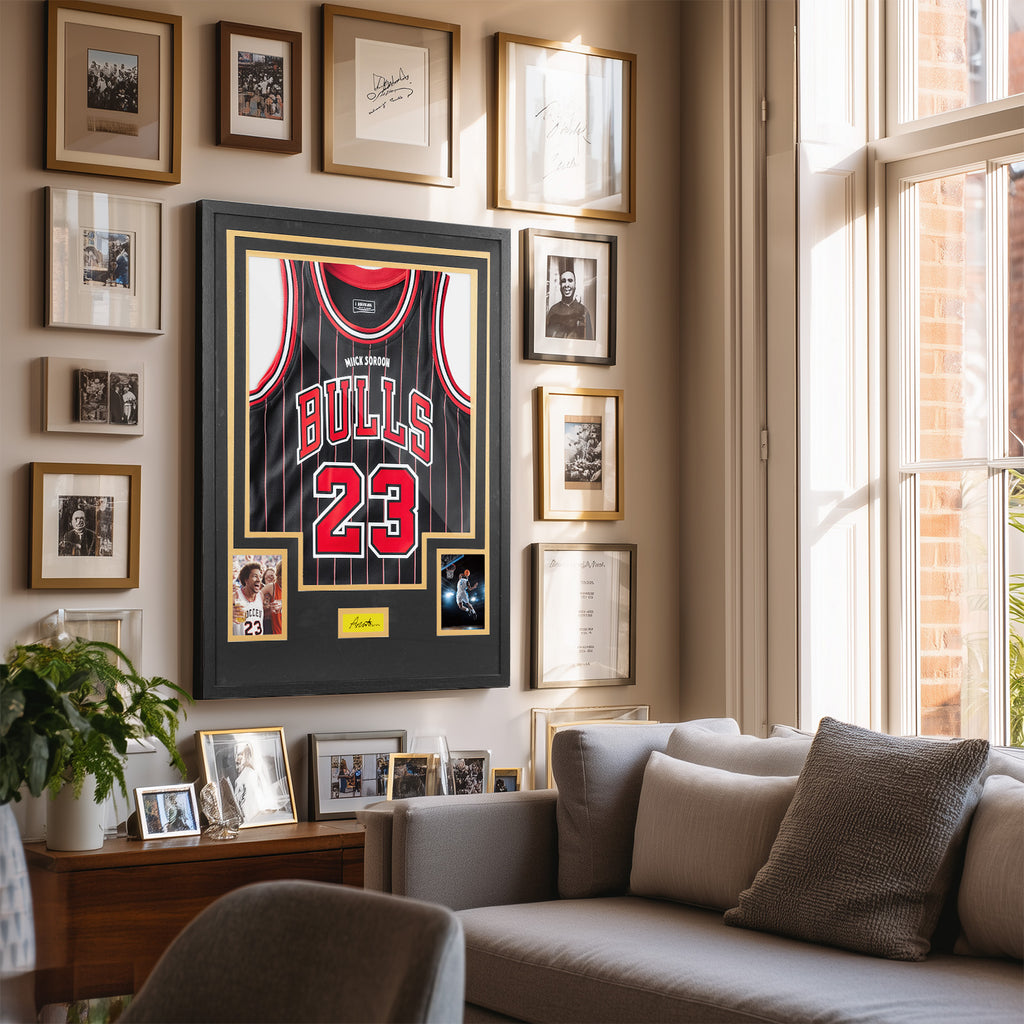 Nice C DIY Jersey Frame Display Case with Custom Color Mat, Wall Mount Custom Jersey Frame with Photo Slots, Shirt Display Shadow Box, with Hardware Kit, Signature Display, Football Basketball Soccer